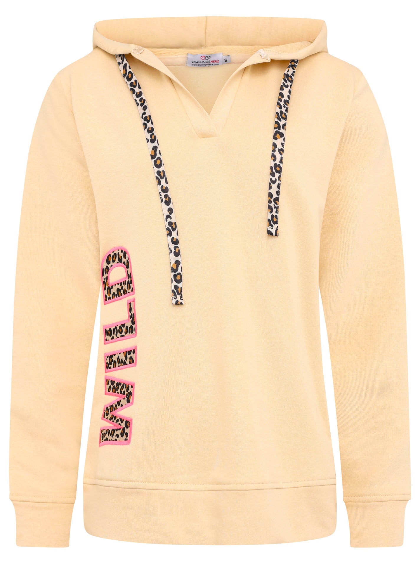Zwillingsherz Hoodie ""Wild"", V-Ausschnitt,mit Leo Applikation: WILD günstig online kaufen