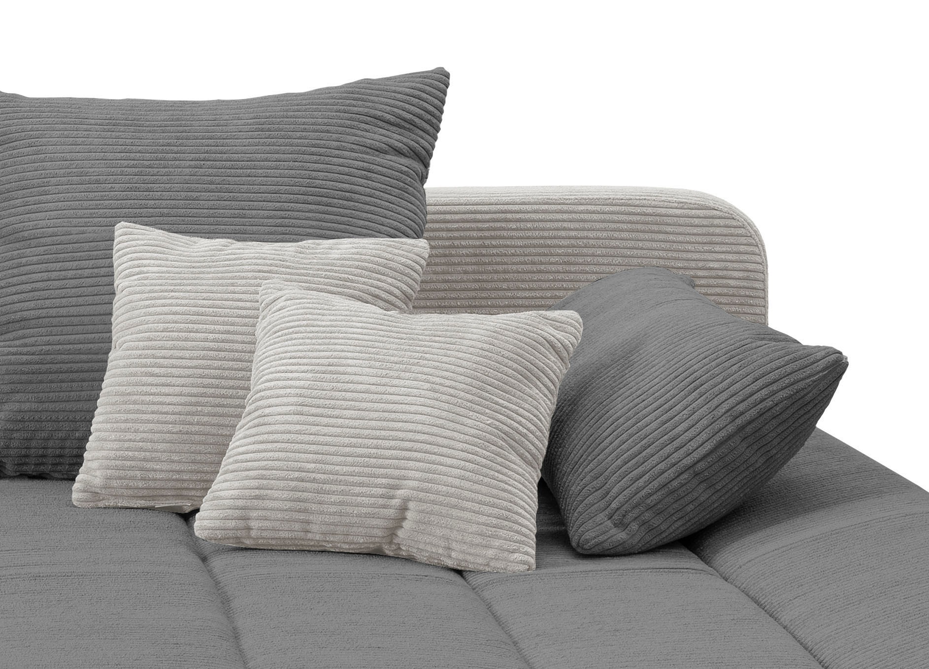 INOSIGN Ecksofa »Imola elegant und bequem, aktuelle Steppung im Sitz, L-Form«, wahlweise mit Bettfunktion