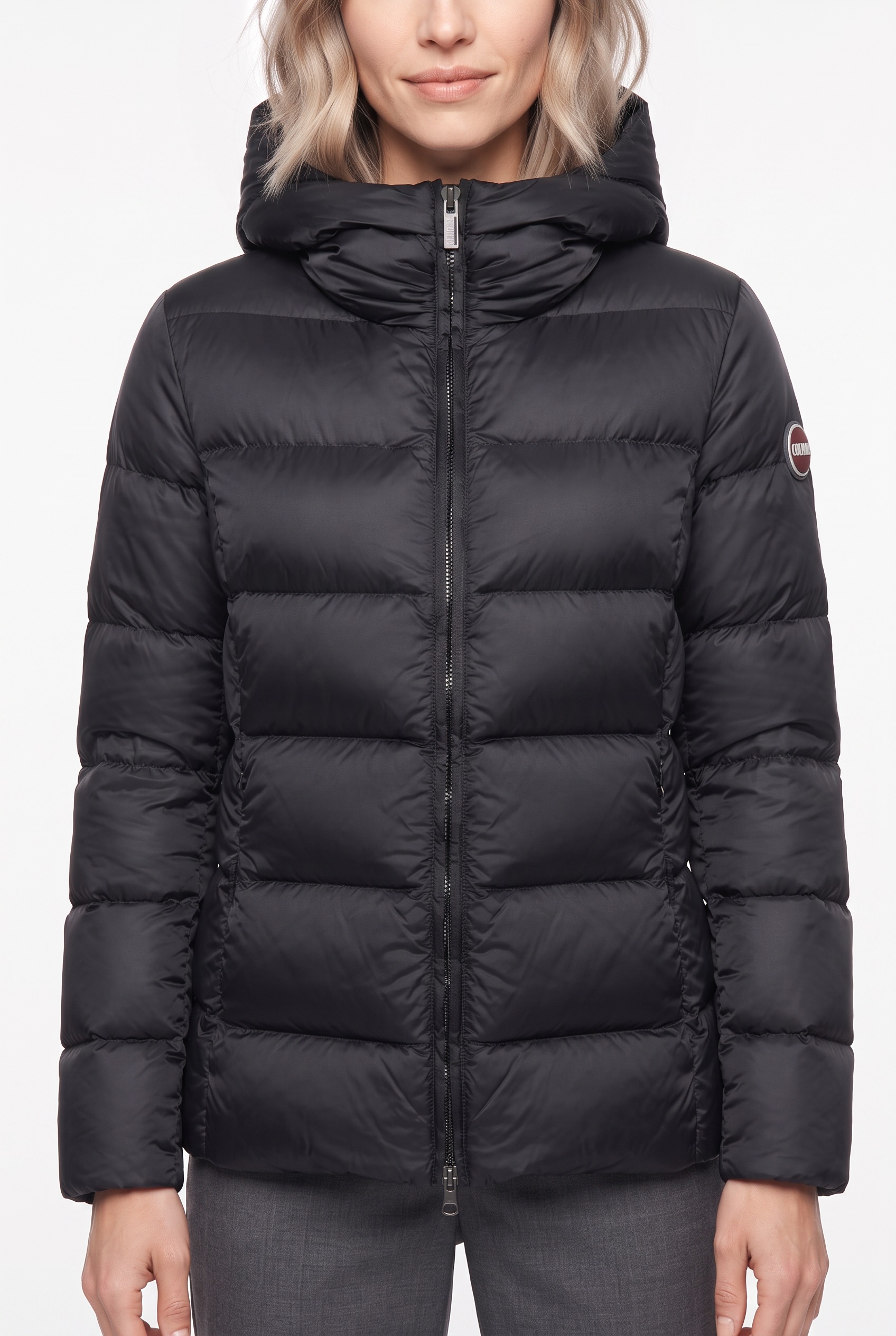 Colmar Daunenjacke mit Kapuze mit glänzendem Finish, normale Passform, 2-Wege-Zipper