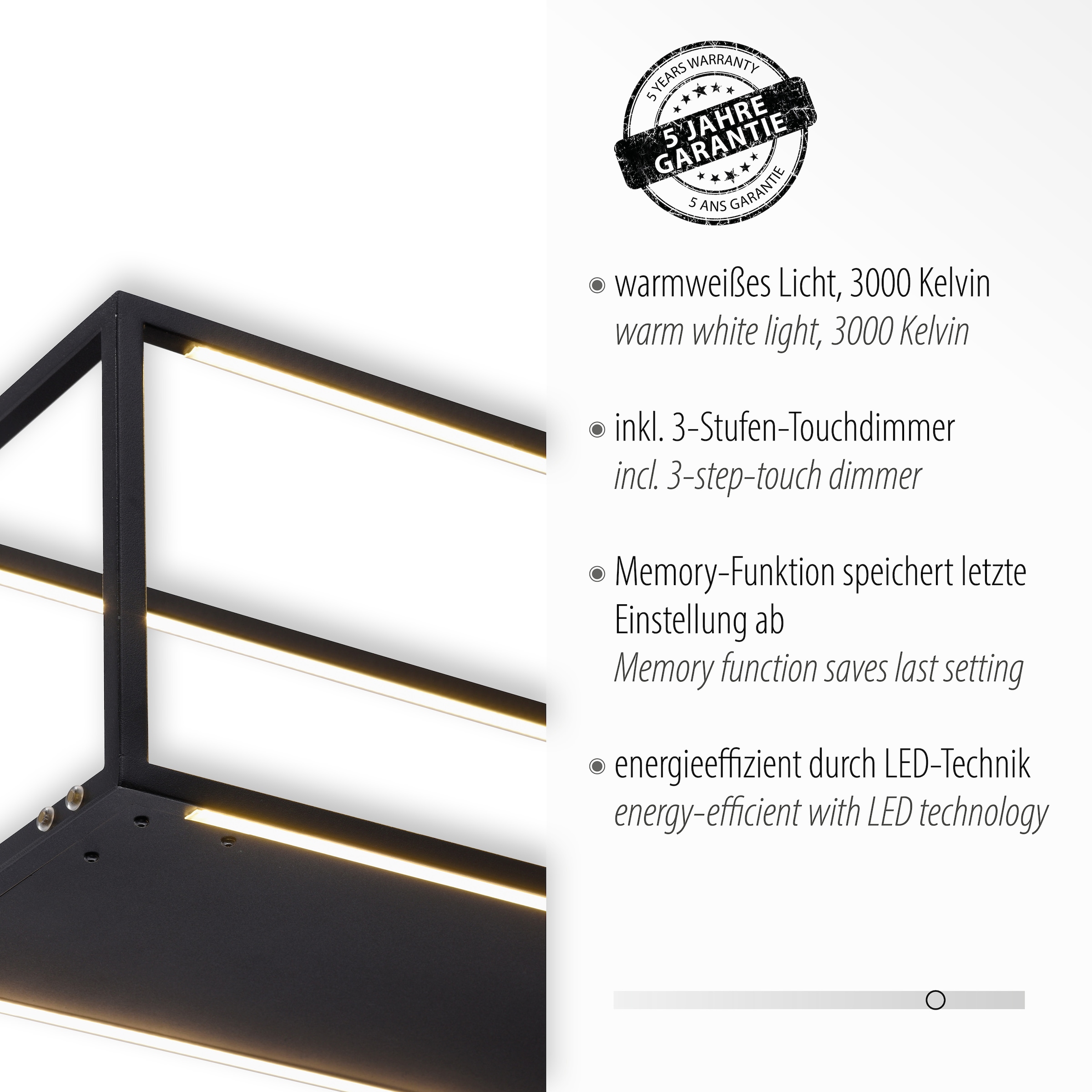 3000 | LED 4 of Style BAUR 3-Stufen-Touchdimmer Licht, »Cashel«, LED Pendelleuchte Places Pendelleuchte, warmweißes flammig-flammig, inkl K,