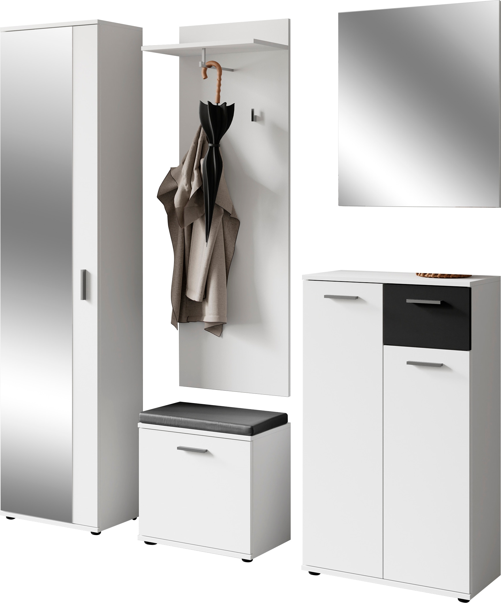 Garderoben-Set INOSIGN, schwarz-weiß, Flur, Kastenmöbel-Sets, "Jakob"