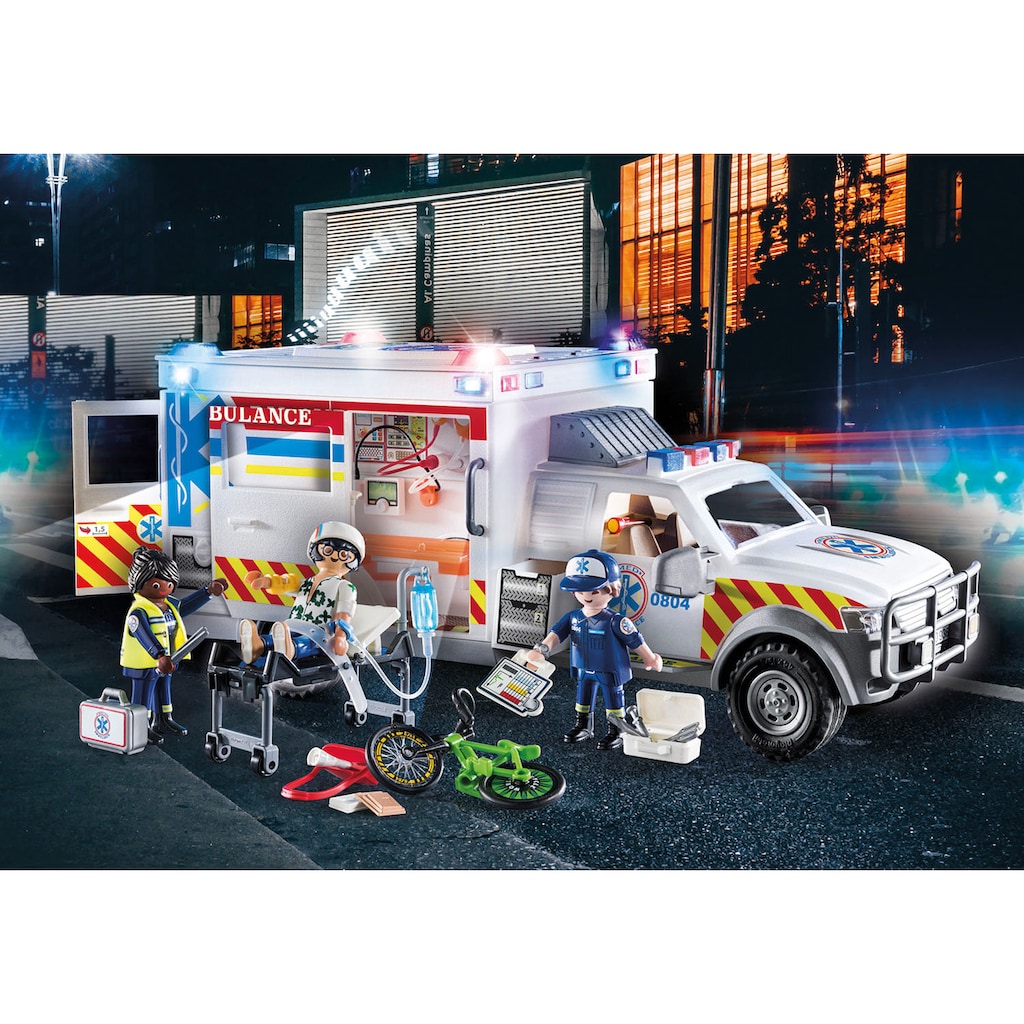 Playmobil® Konstruktions-Spielset »Rettungs-Fahrzeug: US Ambulance (70936), City Action«, (93 St.)