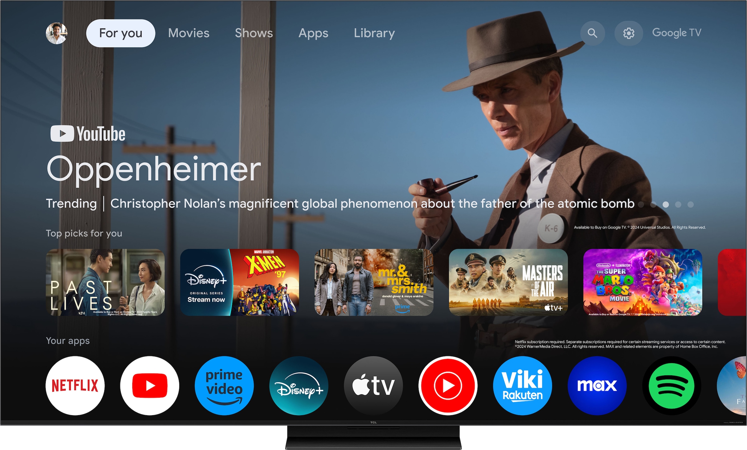 TCL QLED Mini LED-Fernseher »65Q7CX7«, 4K Ultra HD, Smart-TV-Google TV, Audio von Bang & Olufsen, Präzises Dimming, Smart TV, Apple TV, 4K HDR