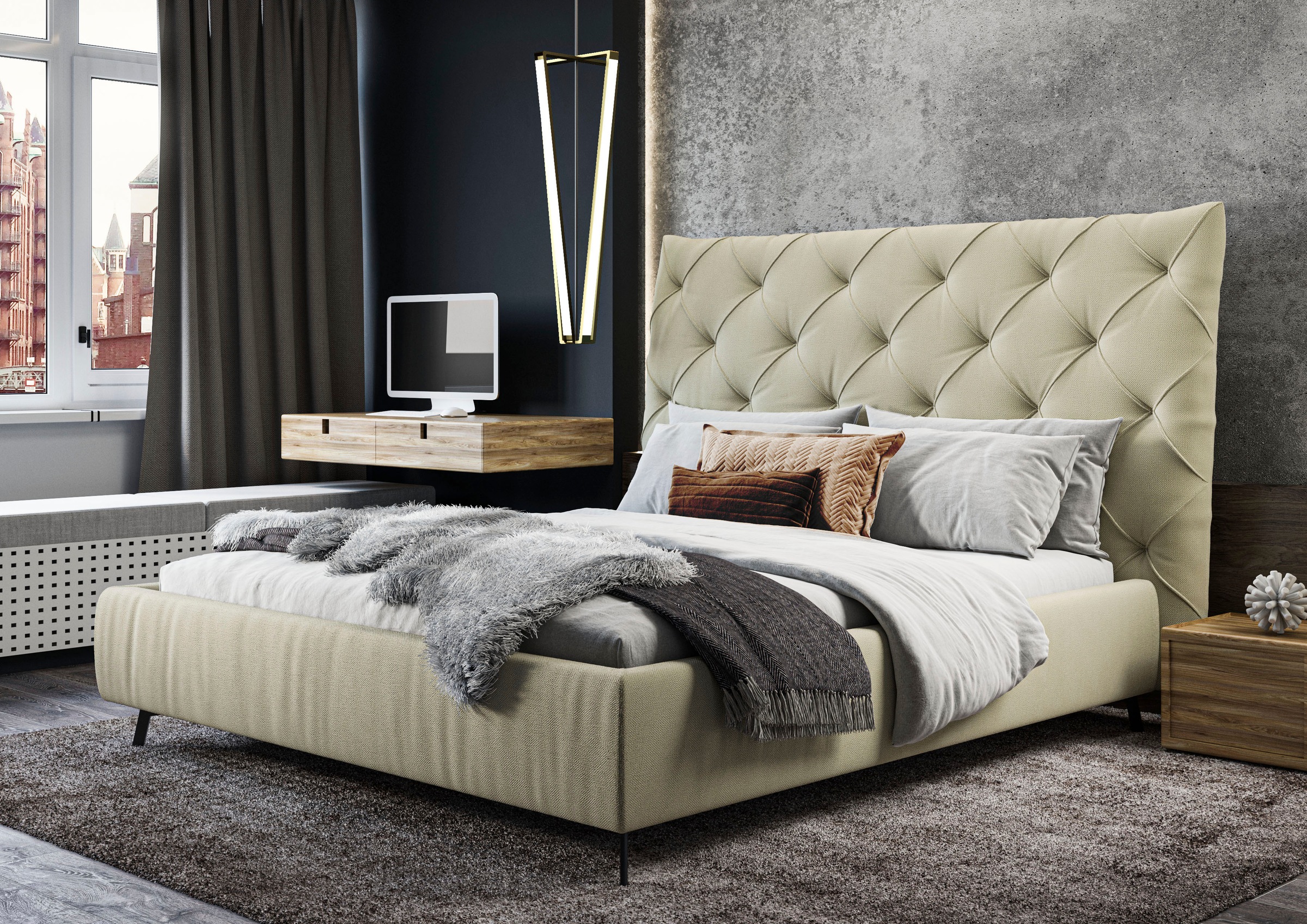 Home affaire Polsterbett "Maxime, in 4 Breiten bis 200cm, auch in Leder" Ko günstig online kaufen