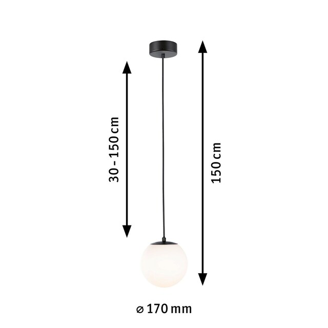 flammig-flammig LED Pendelleuchte BAUR 9W 3000K »Selection Gove Glas/Metall«, Bathroom Satin/Schwarz 1 Paulmann matt | IP44