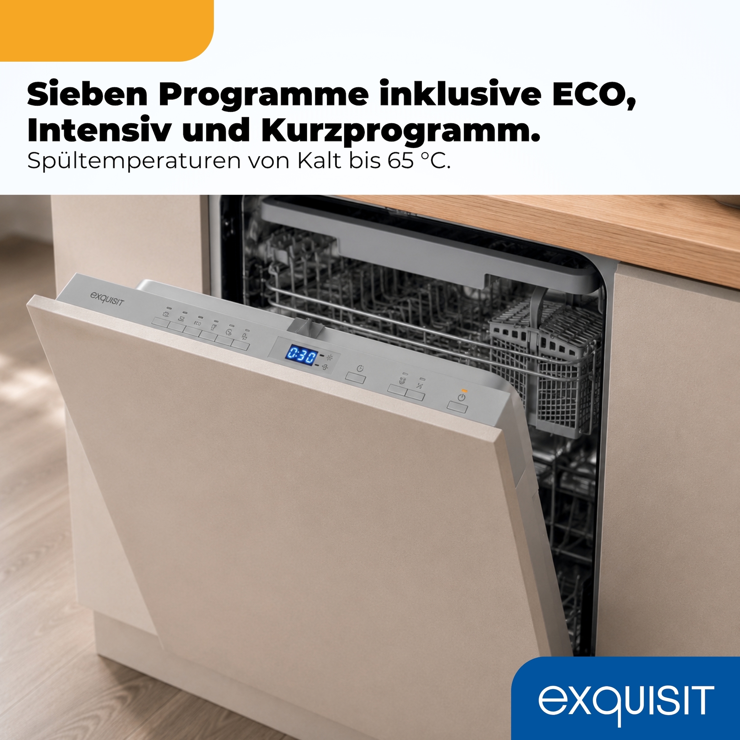 exquisit vollintegrierbarer Geschirrspüler 2113 »EGSP2113-ES-030E silber« 11 l 13 tlg. Maßgedecke Großes Fassungsvermögen, komfortabel im Alltag