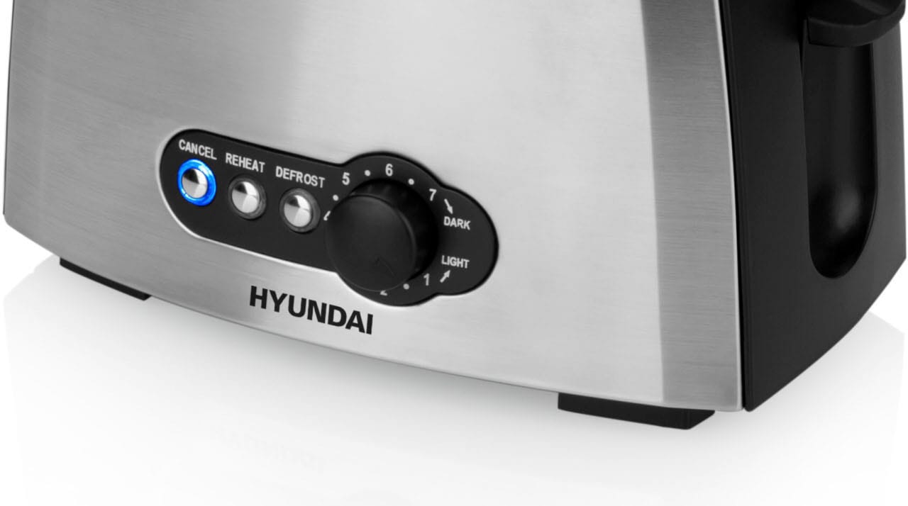 Hyundai Toaster »TO307SS«, 2 Schlitze, für 2 Scheiben, 900 W, 7 Regelung, Auftauen, Brötchenaufsatz, Krümmelschublade