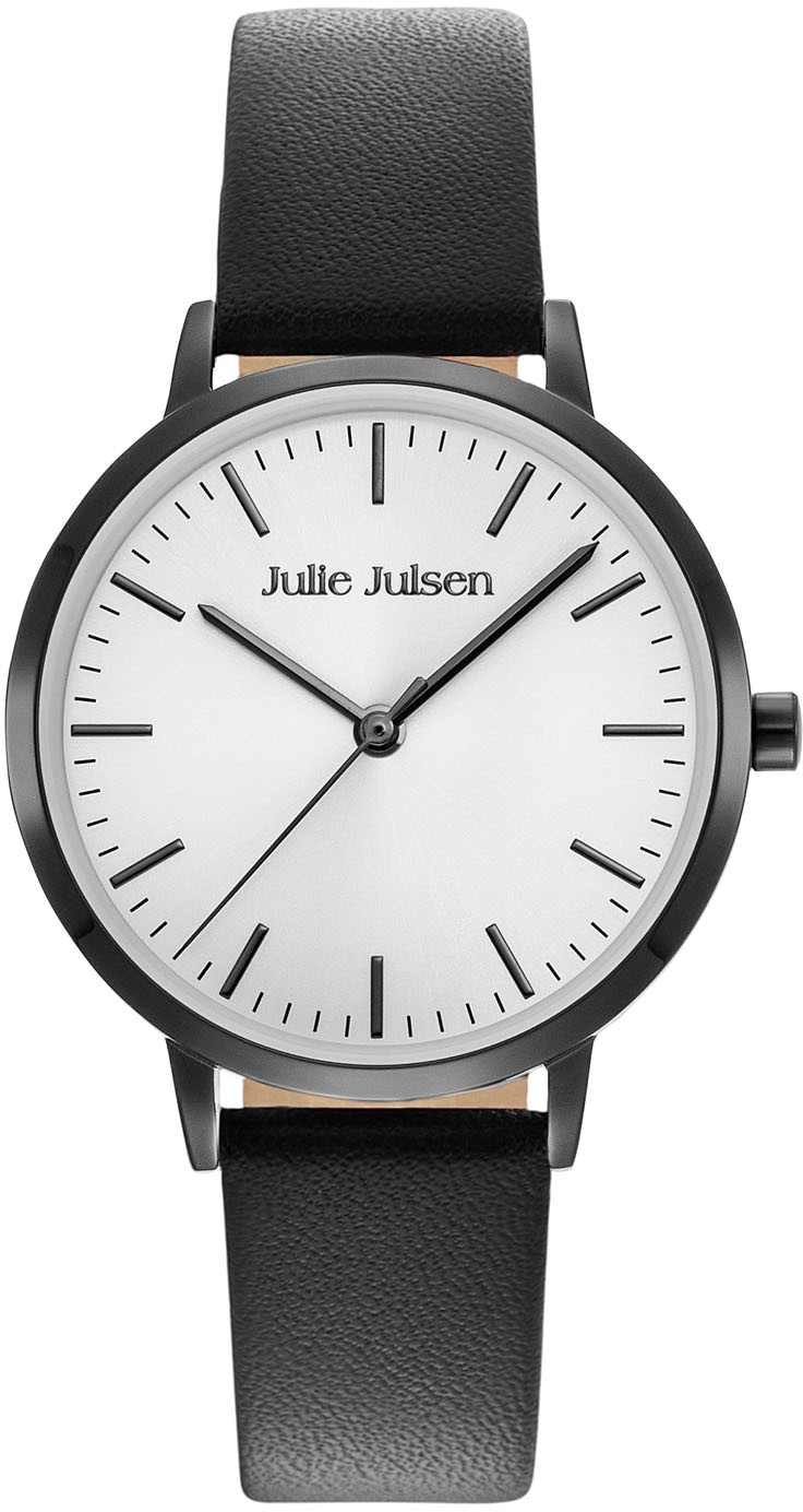Julie Julsen Quarzuhr »Julie Julsen Basic Line Black Silver, JJW1027BLK-1«, Armbanduhr, Damenuhr, Mineralglas