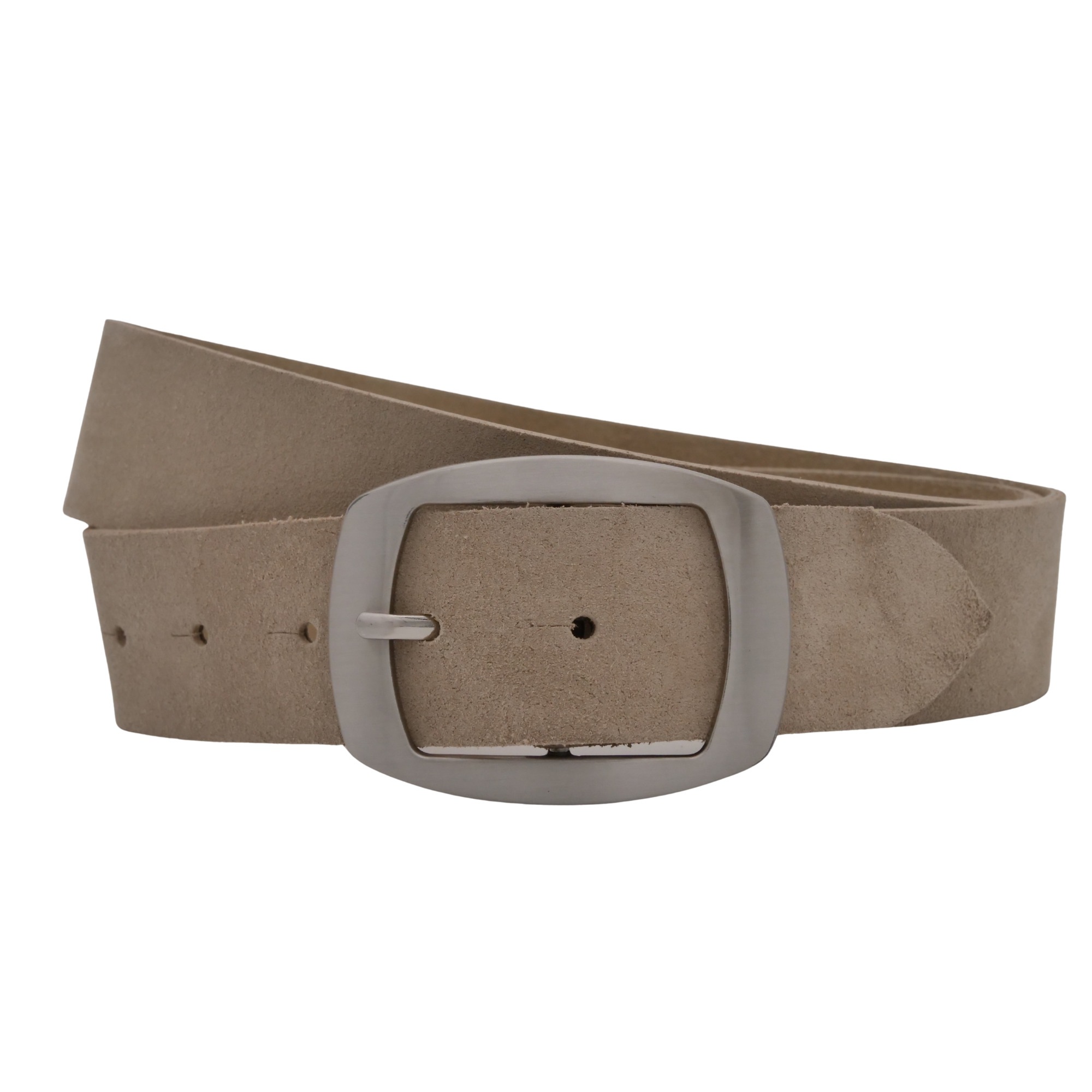 Ledergürtel ANNAMATONI "AnnaMatoni Damen Ledergürtel in hochwertigem Velour Leder 4cm", Damen, Gr. TW105 - 120cm Gesamtlänge, beige 120, 100% Leder, Gürtel Ledergürtel