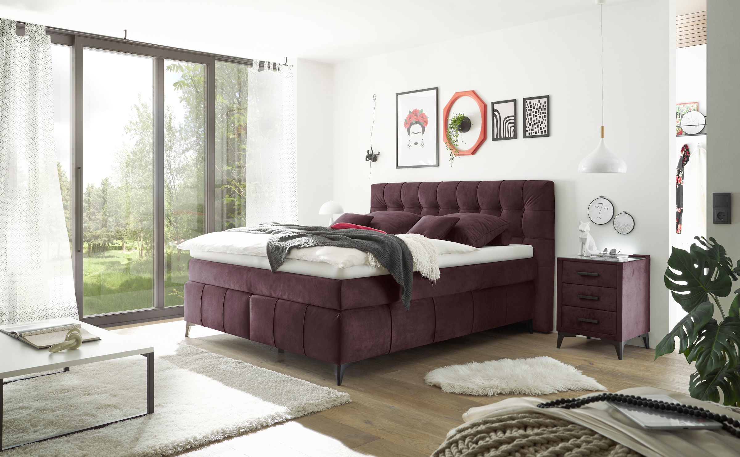 ED EXCITING DESIGN Boxspringbett »Oregon«, inkl. Duo-Matratze - Kokosmatte, Filzabdeckung