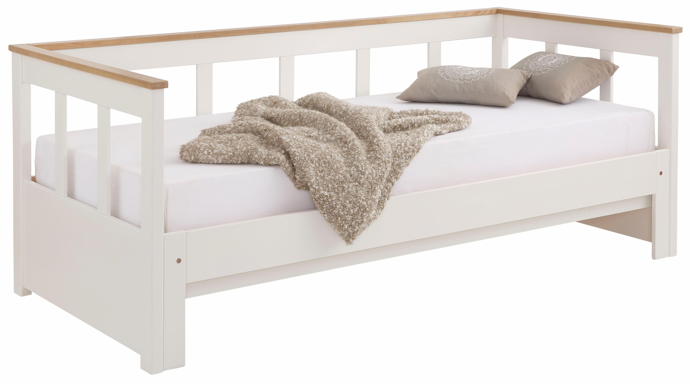 Home affaire Daybett »"AIRA" skandinavisches Design, ideal fürs Jugend- oder Gästezimmer«, Gästebett, mit ausziehbarer Liegefläche, zertifiziertes Massivholz