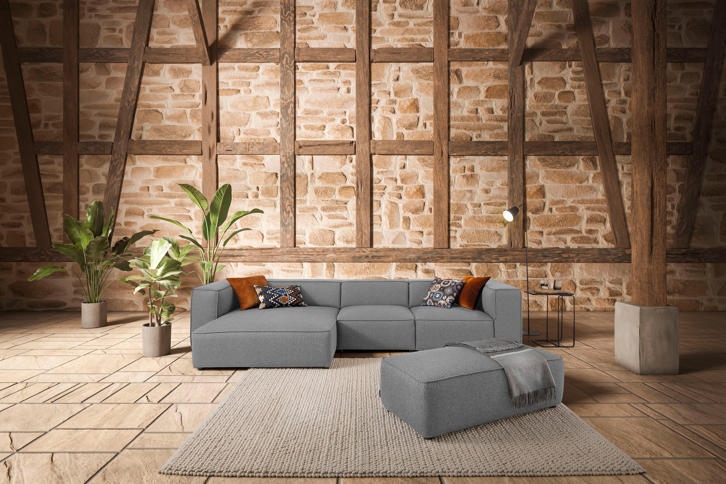 W.SCHILLIG Ecksofa "around-the-block Mega Sofa, viel Platz und hoher Sitzkomfort, L-Form" mit eleganter Biese, mit Federkern, Breite 341 cm