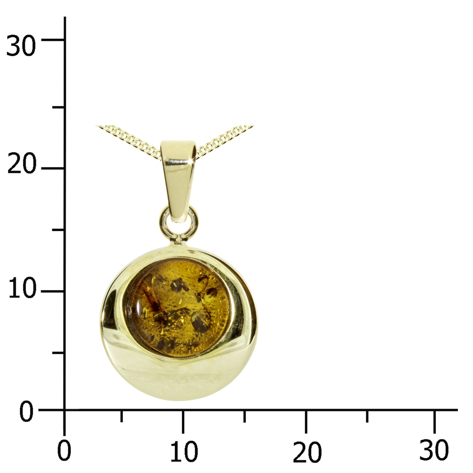 Kette mit Anhänger OSTSEE-SCHMUCK "Ostsee-Schmuck Kette mit Anhänger Alina 12 mm" Gr. 42, gold, Halsketten, Damen, 42cm, Silber 925 (Sterlingsilber), L: 42 5