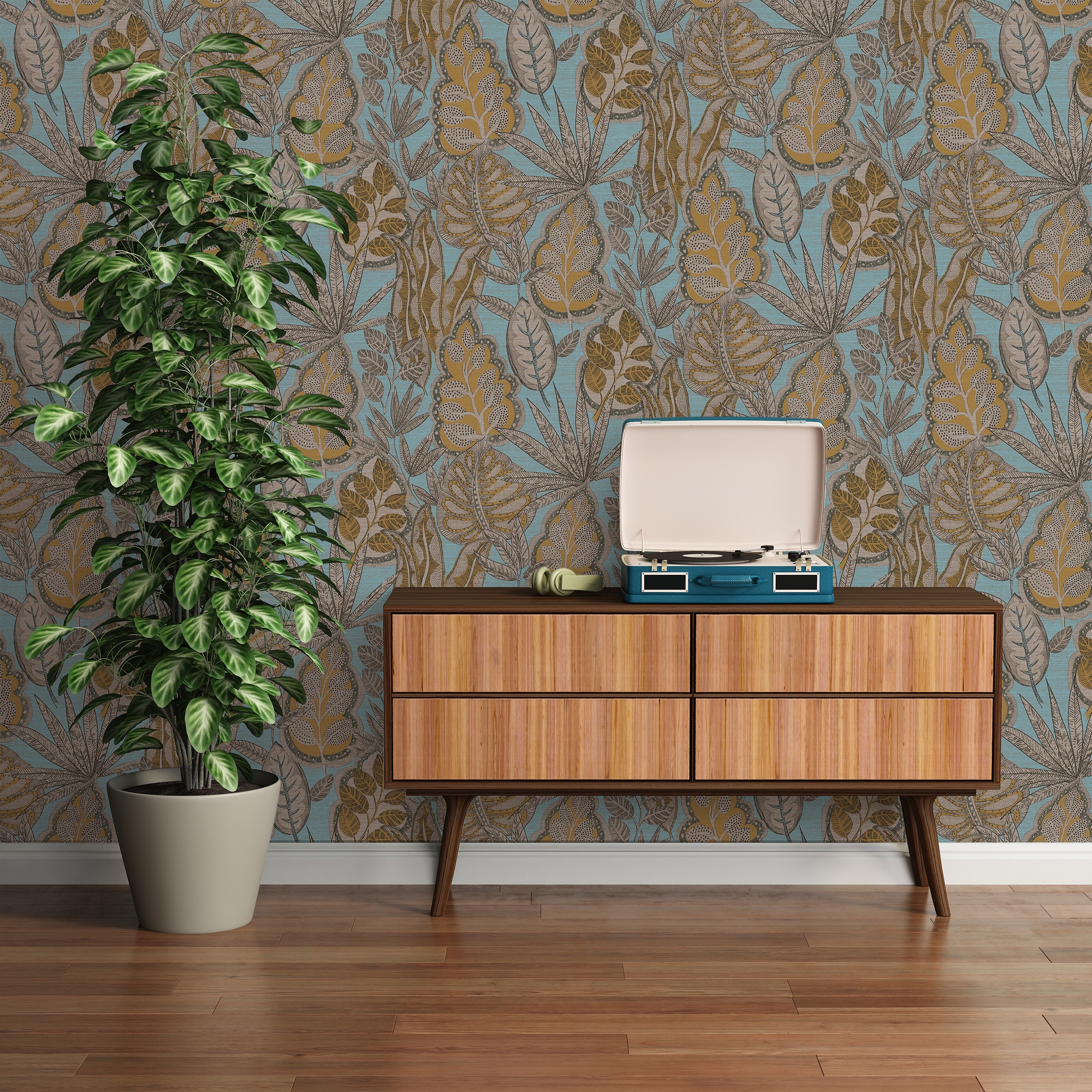 Living Walls Vliestapete "Famous Garden Blätter-Tapete Mustertapete Pflanzen Blattmotiv" Matt Strukturiert Vliestapete Floral Für Schlafzimmer