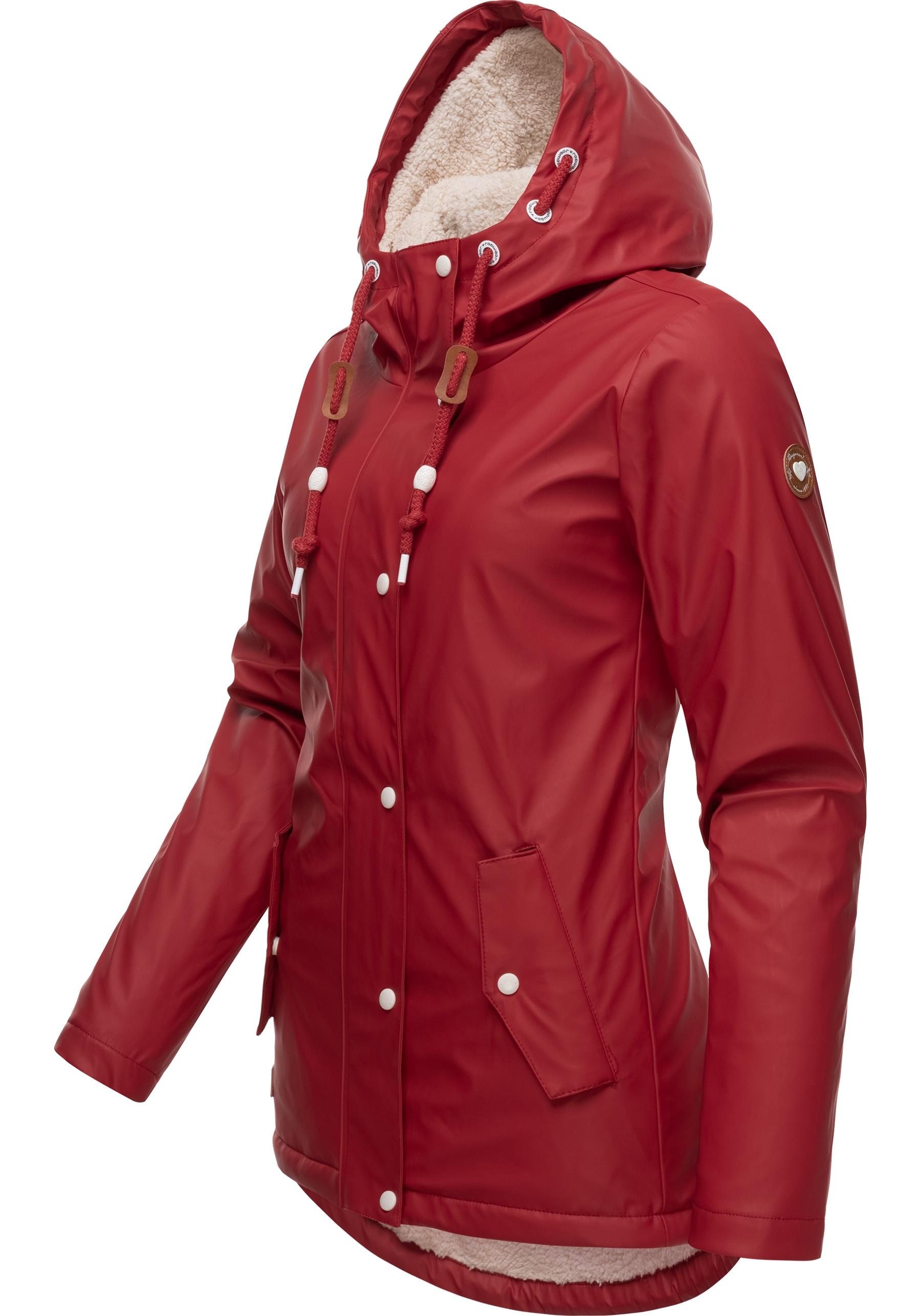 Ragwear Regenjacke »Marge«, mit Kapuze, warm gefütterter Damen Winter Regenmantel