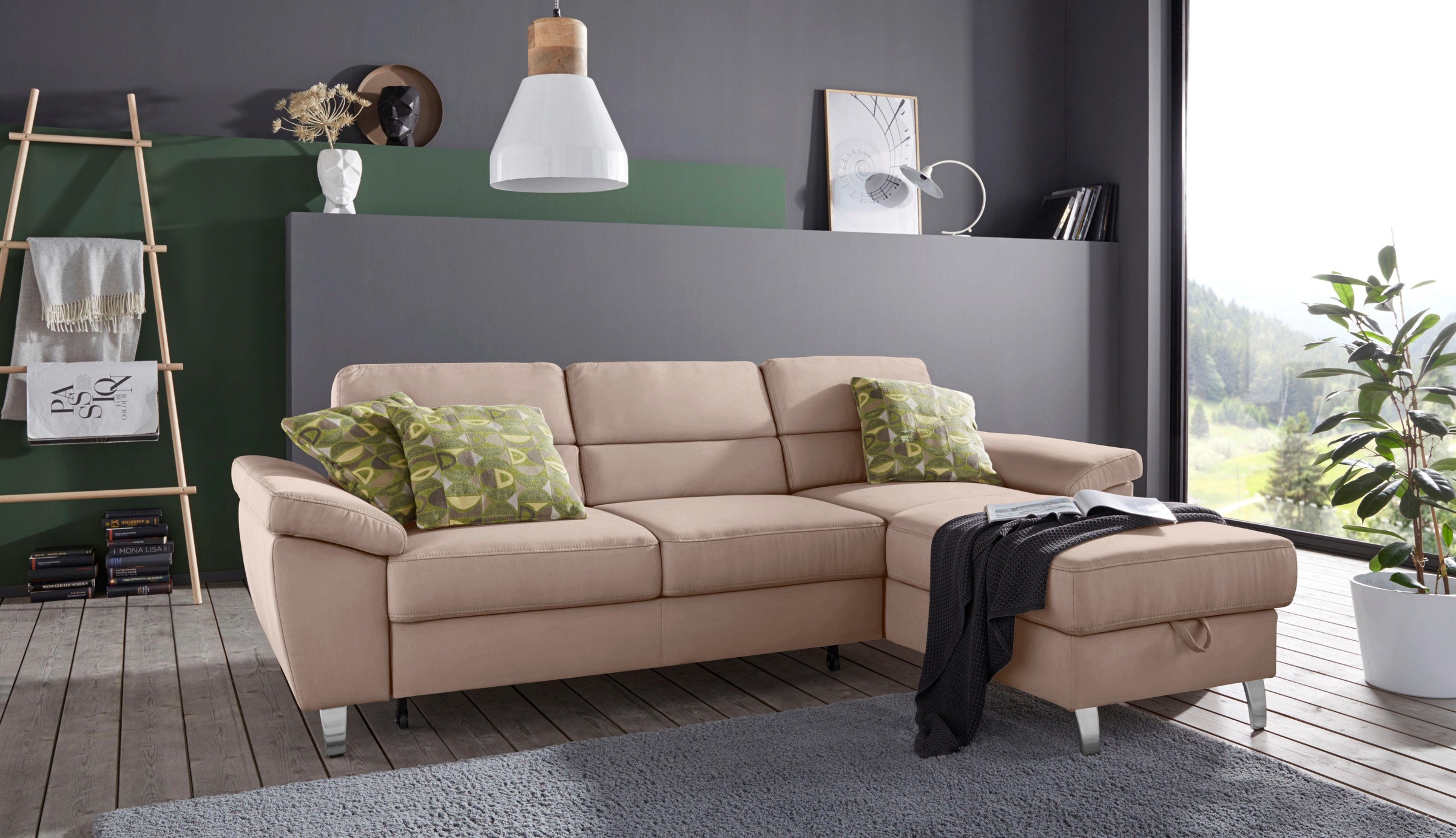 sit&more Ecksofa »Sorano L-Form«, wahlweise mit Bettfunktion und Bettkasten