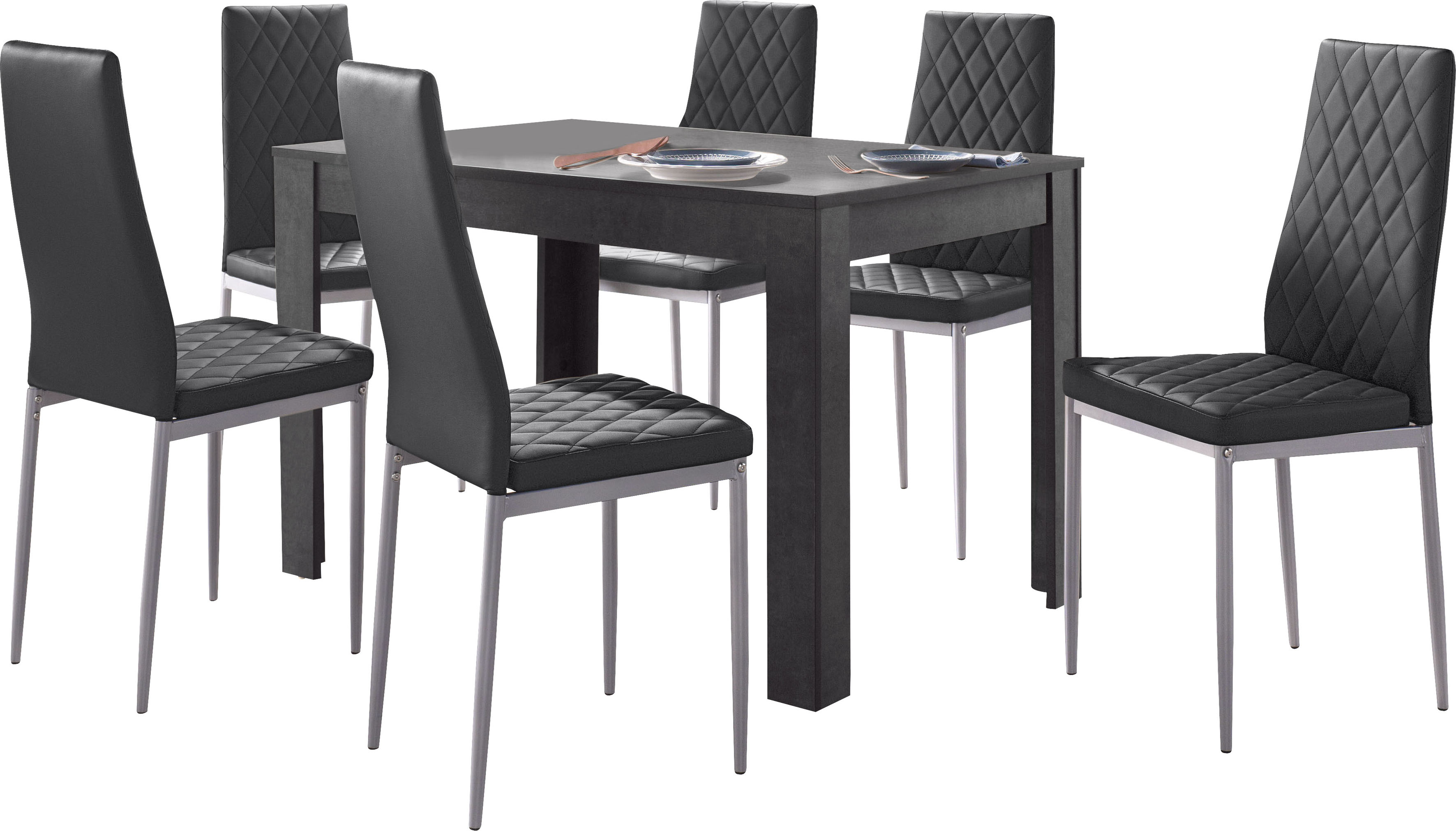 OTTO home Essgruppe "Brooklynn" Set, 5 Stk. tlg. 4 Stühle mit einem pflegeleichten Kunstleder Bezug, 1 Tisch