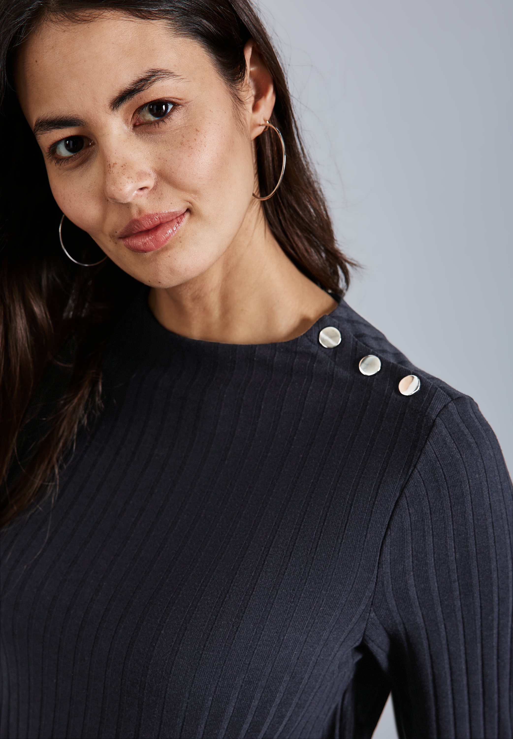 STREET ONE 3/4-Arm-Shirt, mit Knöpfen an der Schulter