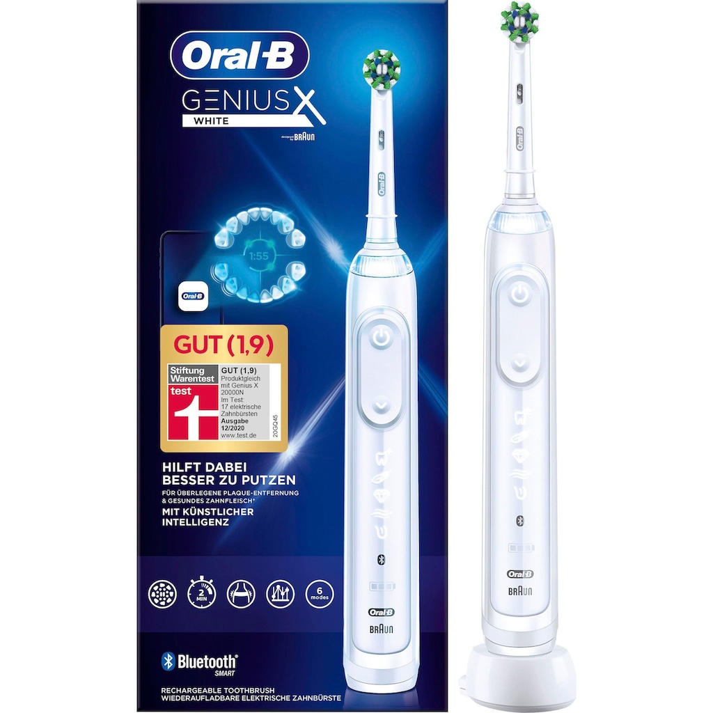 Oral B Elektrische Zahnbürste »Genius X« mit KI & Putztechnikerkennung visuelle Andruckkontrolle 6 Putzmodi