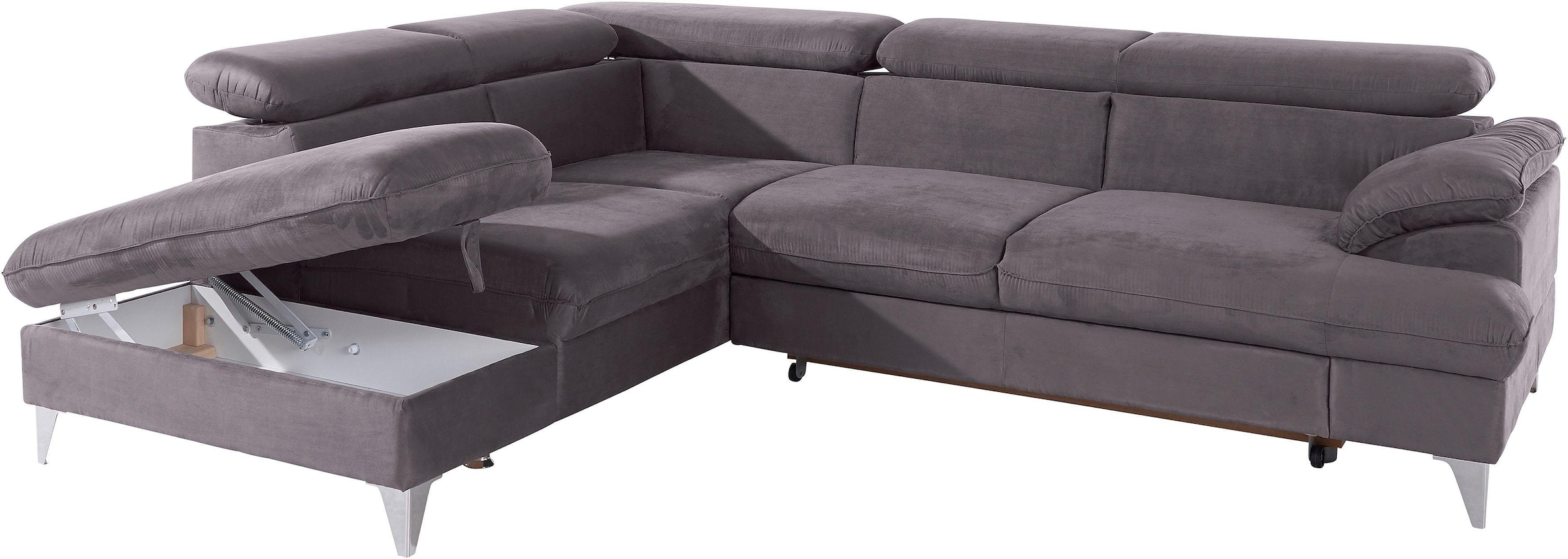 COTTA Polstergarnitur »Caluso«, Set: bestehend aus Ecksofa, Hocker, Ecksofa inkl. Kopfteilverstellung