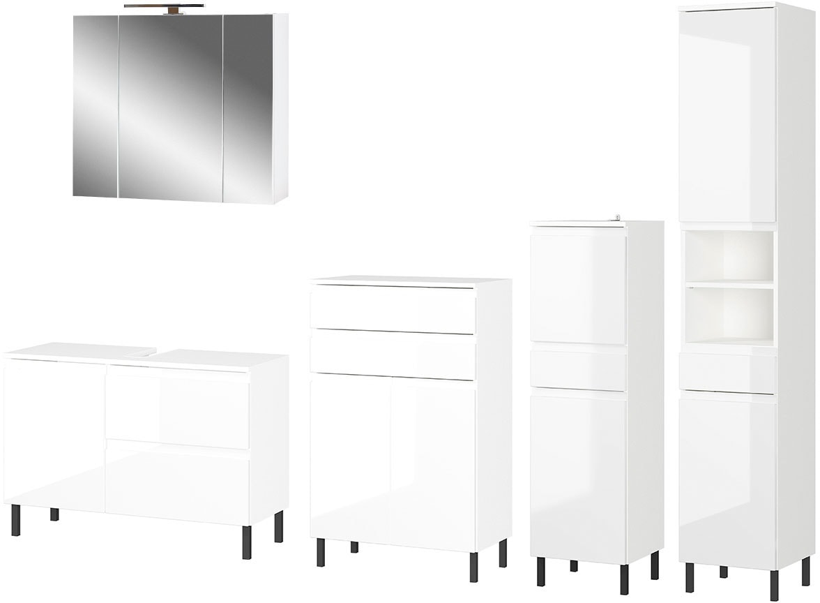 GERMANIA Badmöbel-Set "Scantic" 5 Stk. tlg. bestehend aus Kommode, Schrank, günstig online kaufen