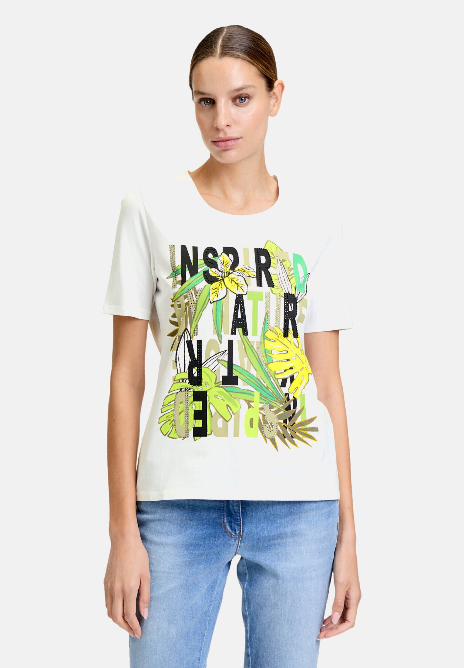 Betty Barclay Kurzarmshirt »Damen mit Aufdruck« 1 Stk. Glitzersteine