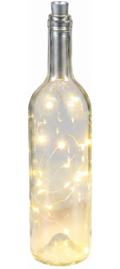 Ambiente Haus LED Außen-Tischleuchte "Glasflasche mit LED-Licht 31cm" 1 Stk. Warmweiß