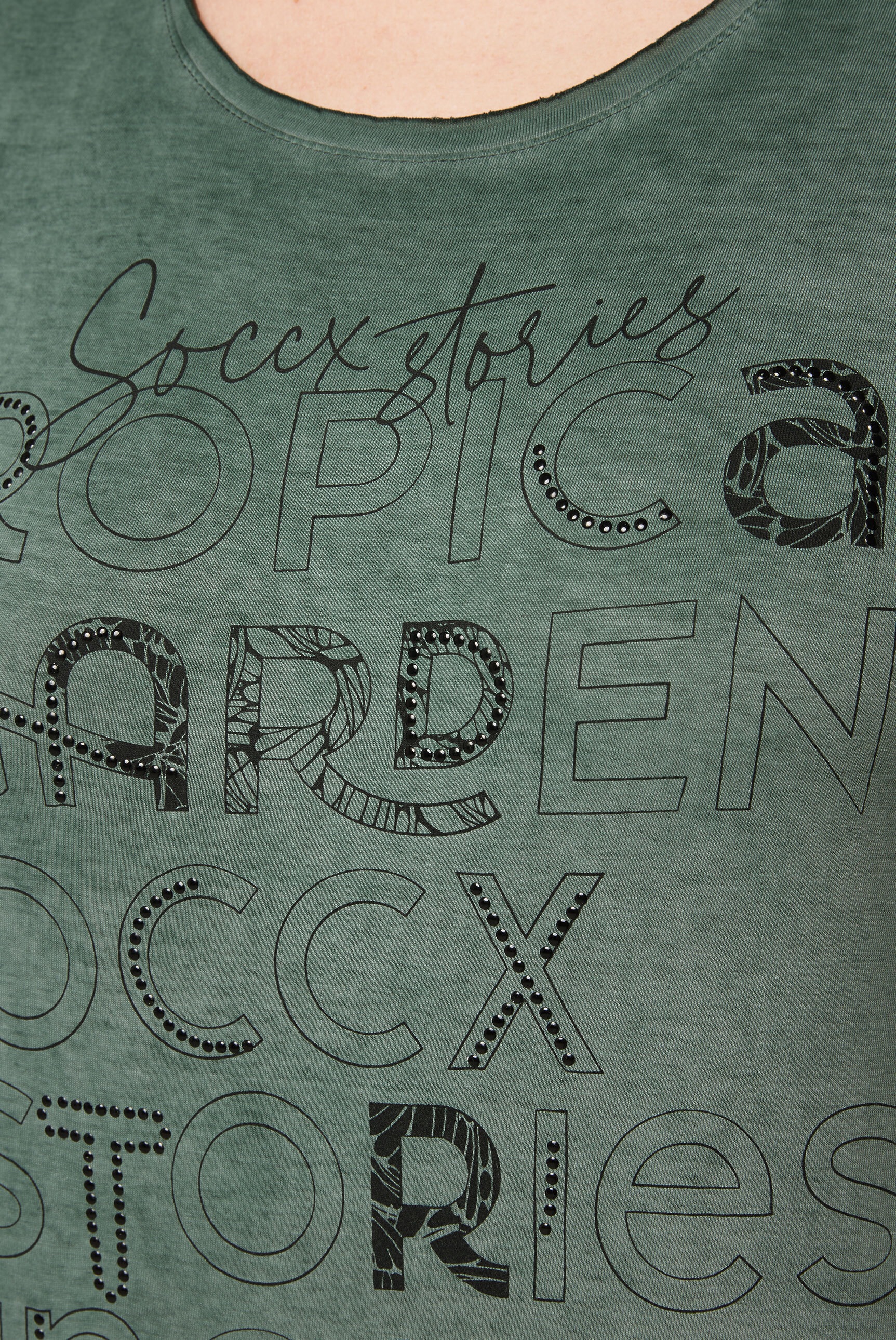 SOCCX Rundhalsshirt, mit offener Kante am Ausschnitt