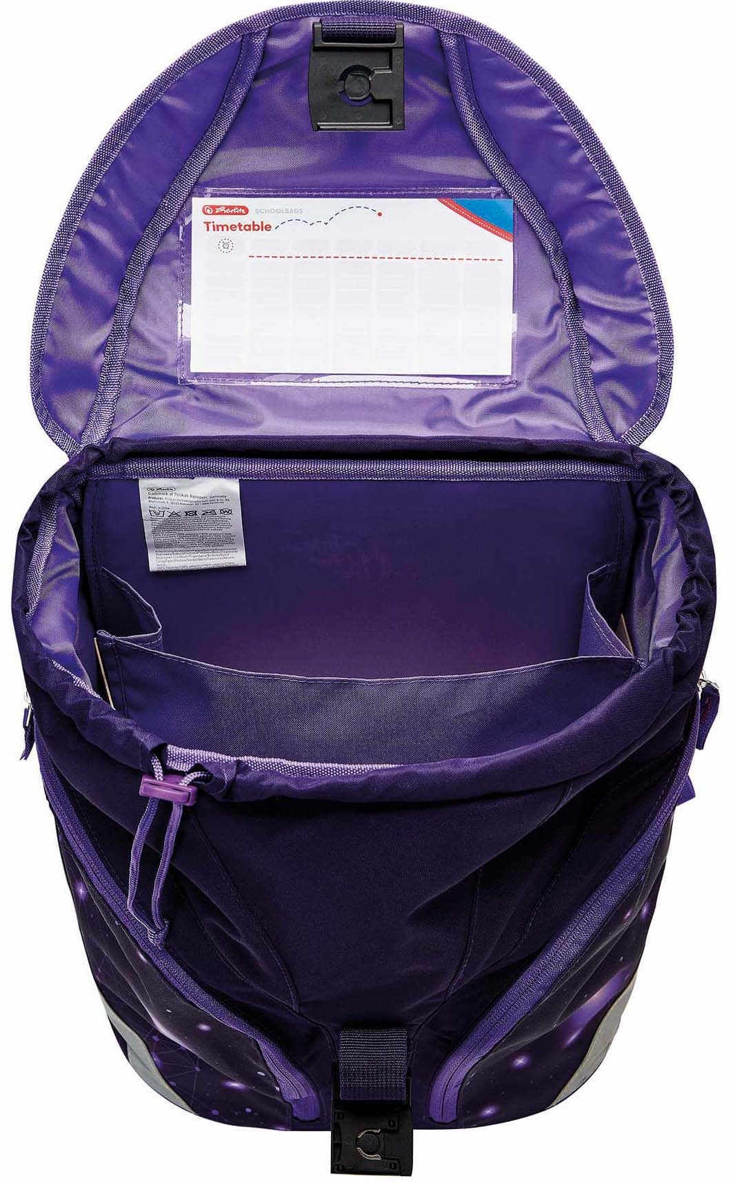 Herlitz Schulrucksack »SoftLight Plus, Space Girl«, Reflektoren-Floureszierende Flächen, mit 2 abnehmbaren Applikationen