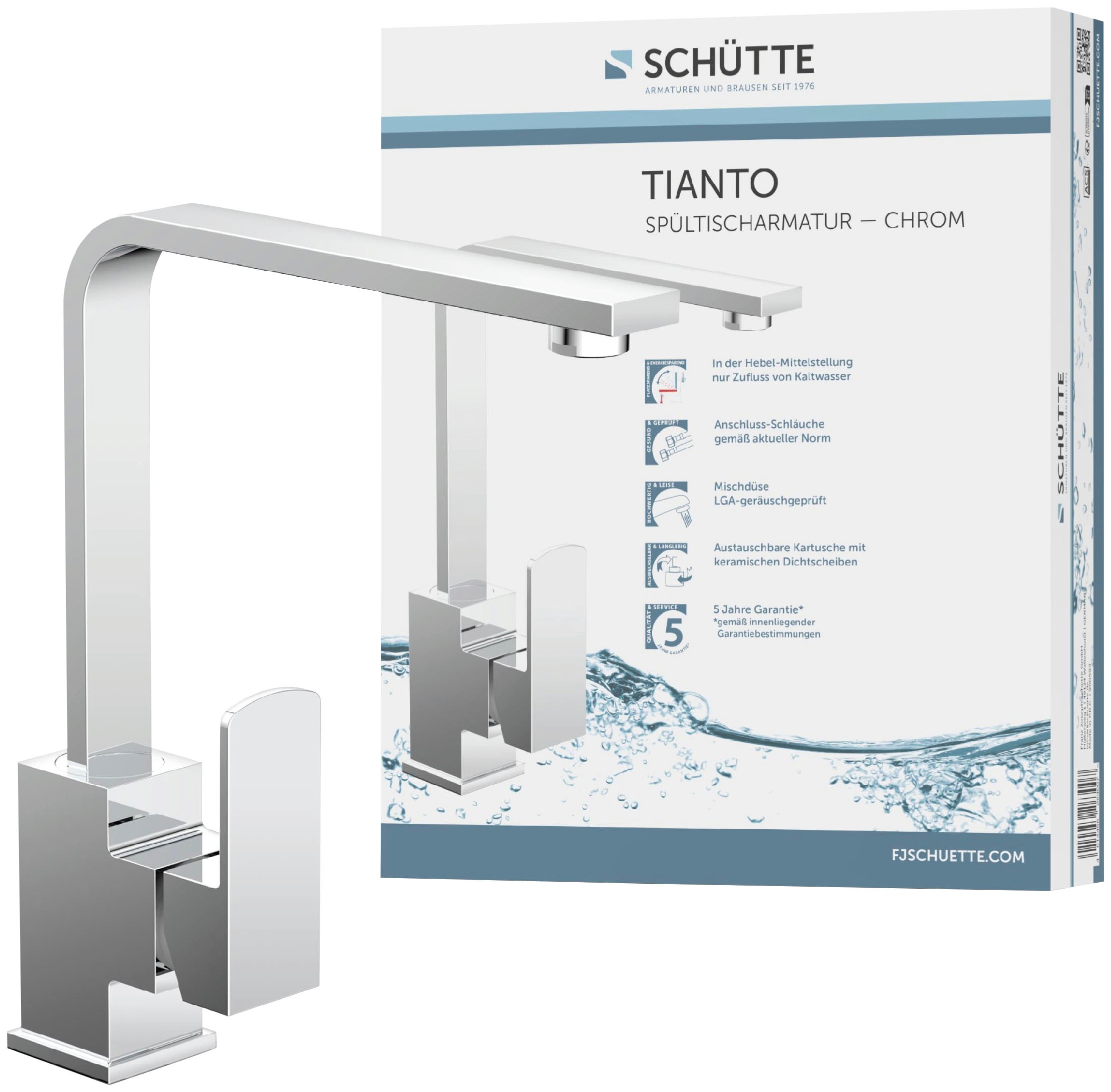 Schütte Spültischarmatur "Tianto", 360 schwenkbarer Wasserhahn, Mischbatterie, Chrom, Hochdruck