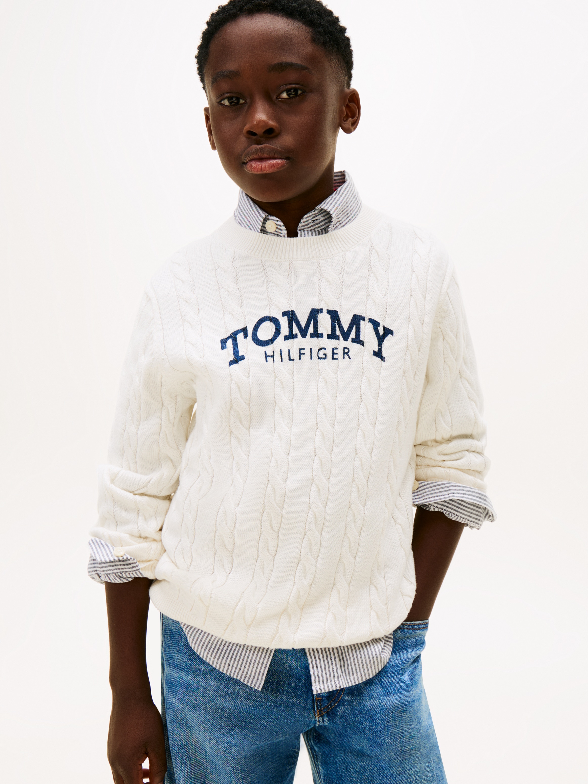 Tommy Hilfiger Strickpullover Regular fit, für Kinder bis 16 Jahre, Druck