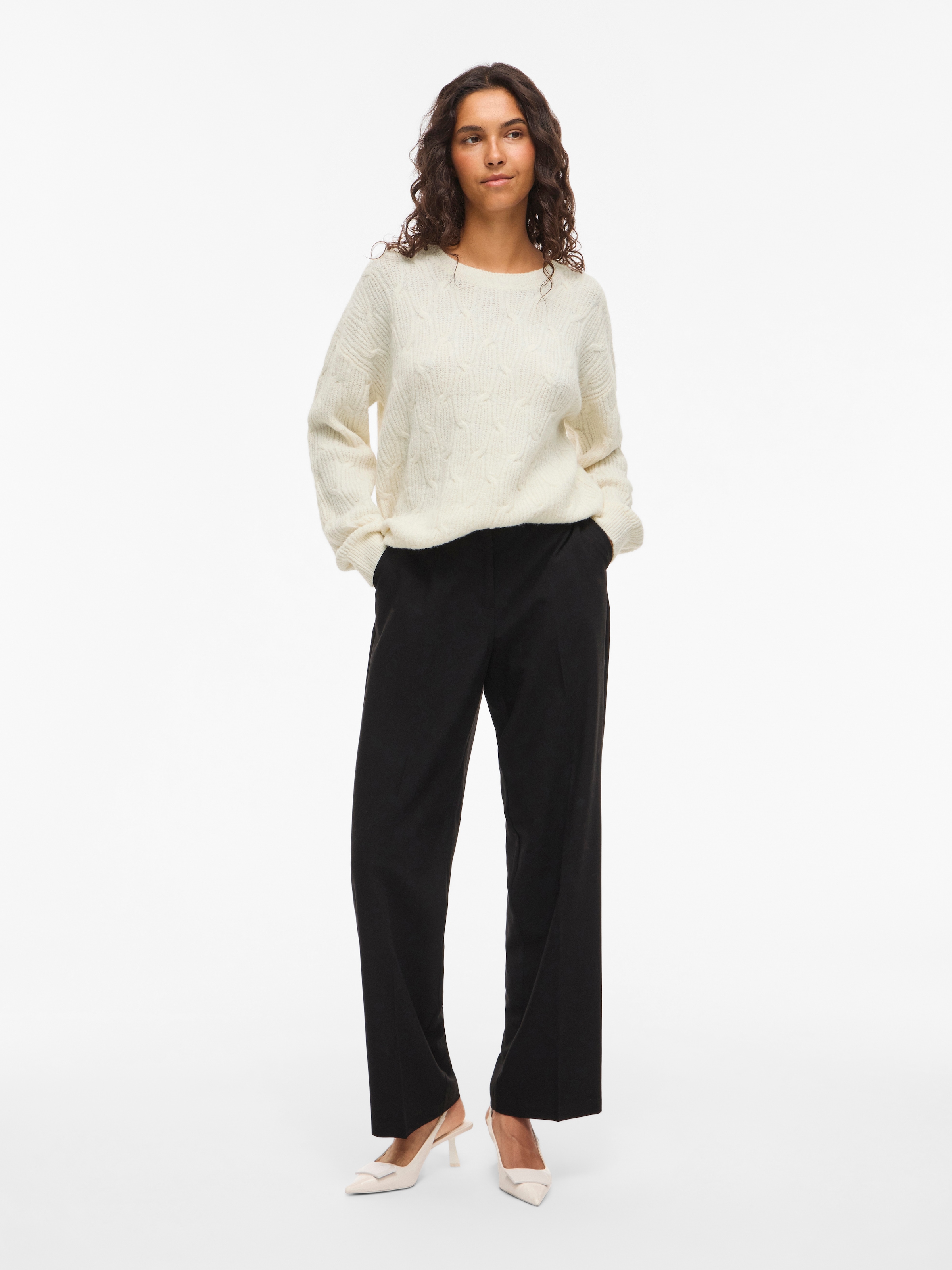 Vila Strickpullover »VILASSIA O-NECK L/S CABEL KNIT TOP -NOOS«