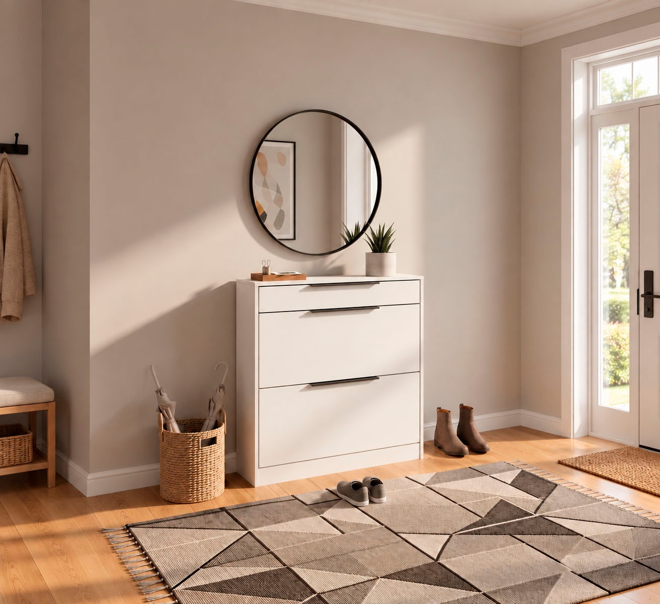 borchardt Möbel Schuhschrank »Tom, Breite 89cm, bis Schuhgröße 44« Metallgriffe, 1 Schubfach, 2 Klappen