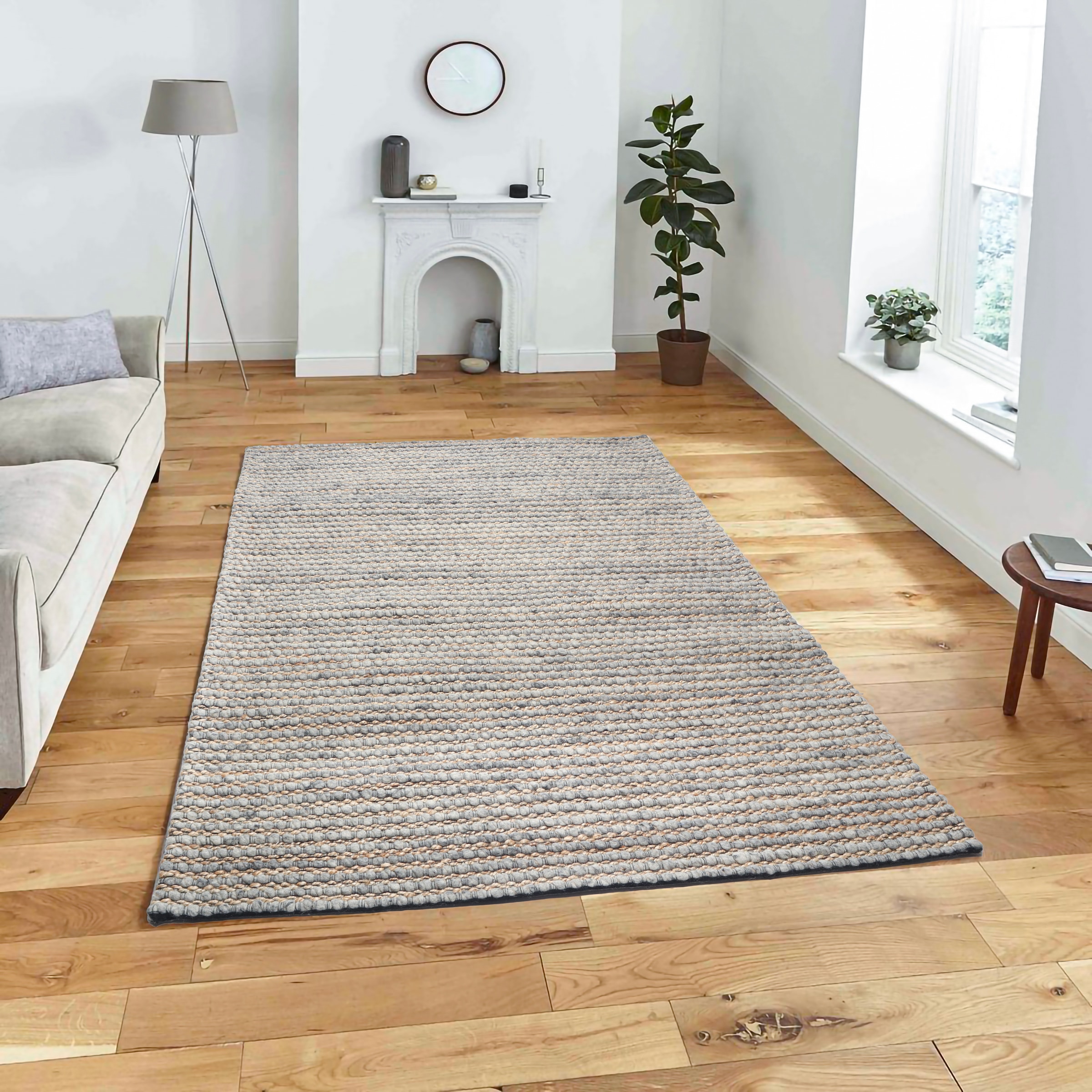 my home Wollteppich »Leevy, Wolle und Jute- handgewebt«, rechteckig, 25 mm Höhe, handgewebt, Handweb Teppiche, Wohnzimmer, Schlafzimmer, Esszimmer