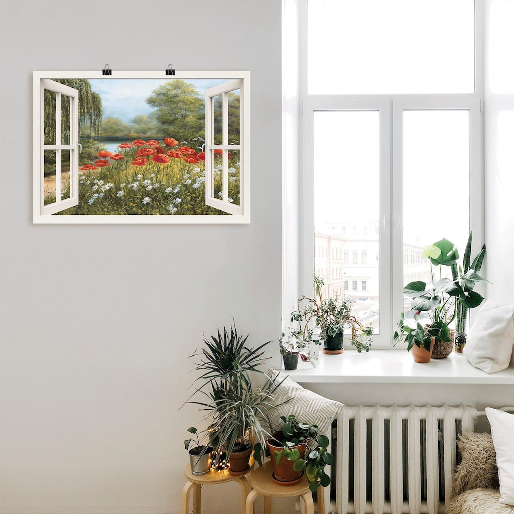 Artland Wandbild »Fensterblick Mohnwiese«, Fensterblick, (1 St.)