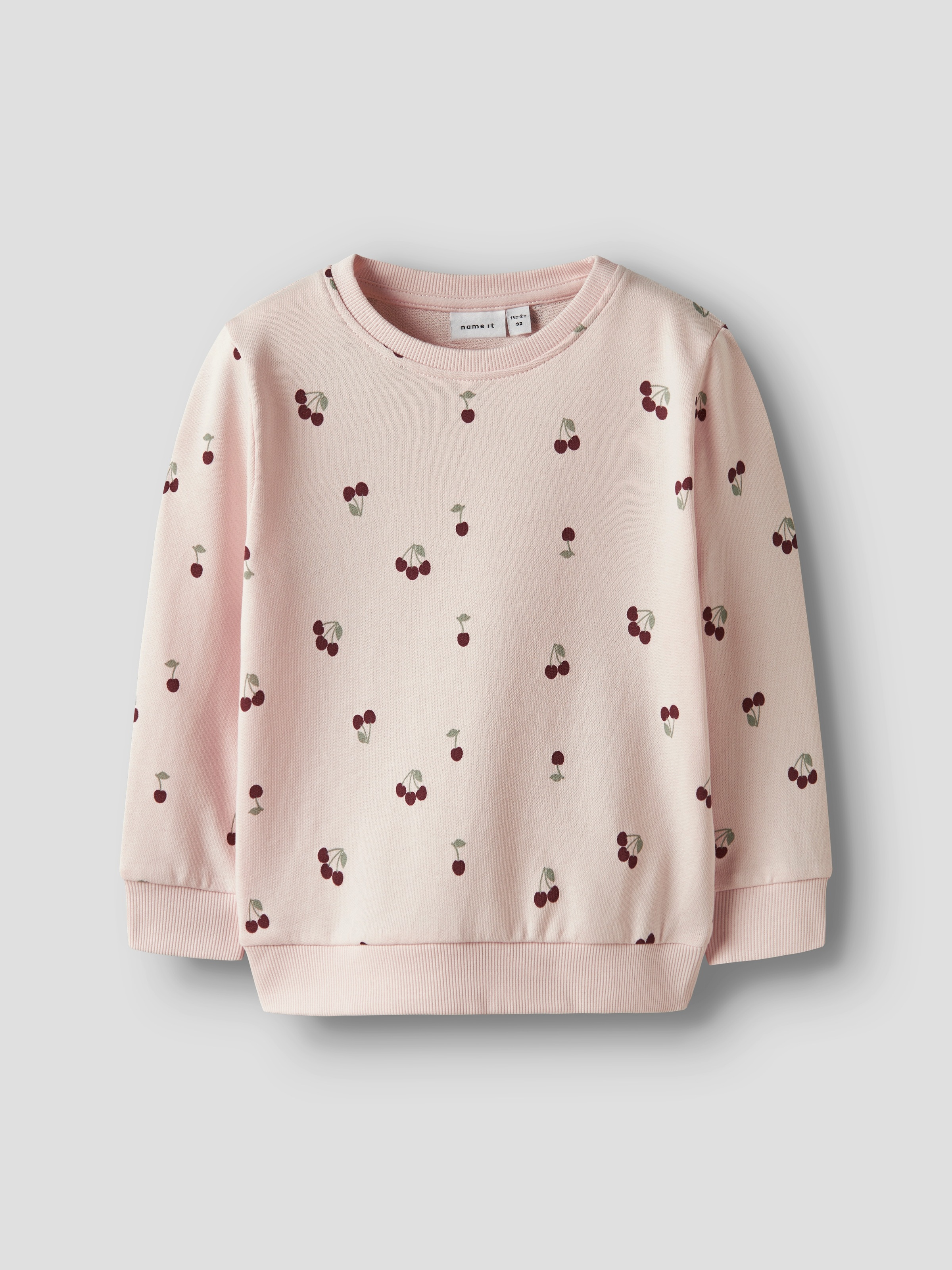Sweatshirt NAME IT "NMFVALBA – Sweater mit Herzchen-Alloverdruck und Rippbündchen", Mädchen, Gr. 92, crystal pink, Sweatware, Obermaterial: 100% Baumwolle, bedruckt, normal normal, Rundhals, Rippbündchen, Sweatshirts Sweatshirt, bedruckt, casual, regular  4