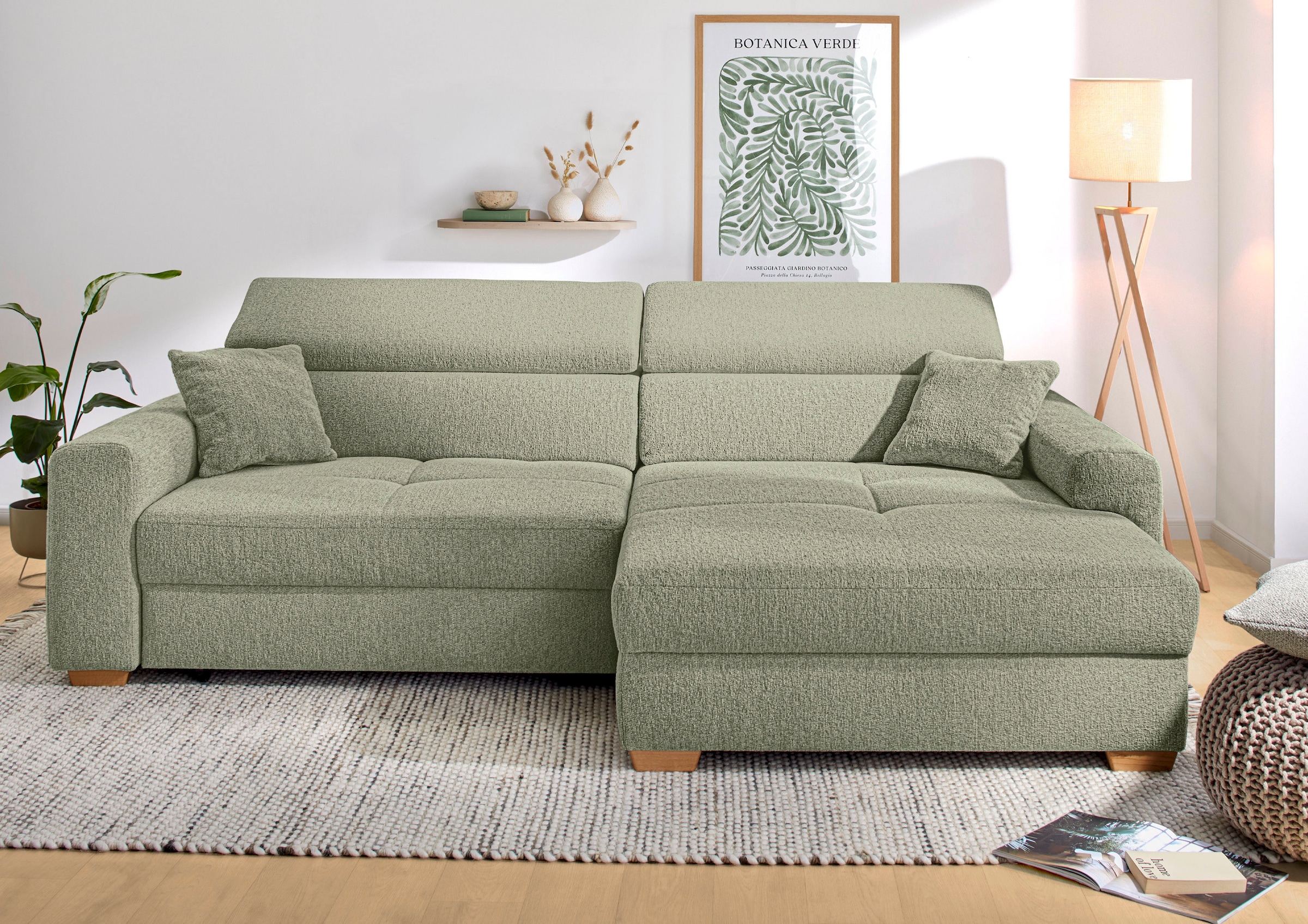 Jockenhöfer Gruppe Ecksofa "Slider L-Form, B: 277 cm Couch, 60cm elektrische Sitztiefenverstellung" 140kg Belastbarkeit, USB-Anschluss, Kopfteilverstellung & Zierkissen