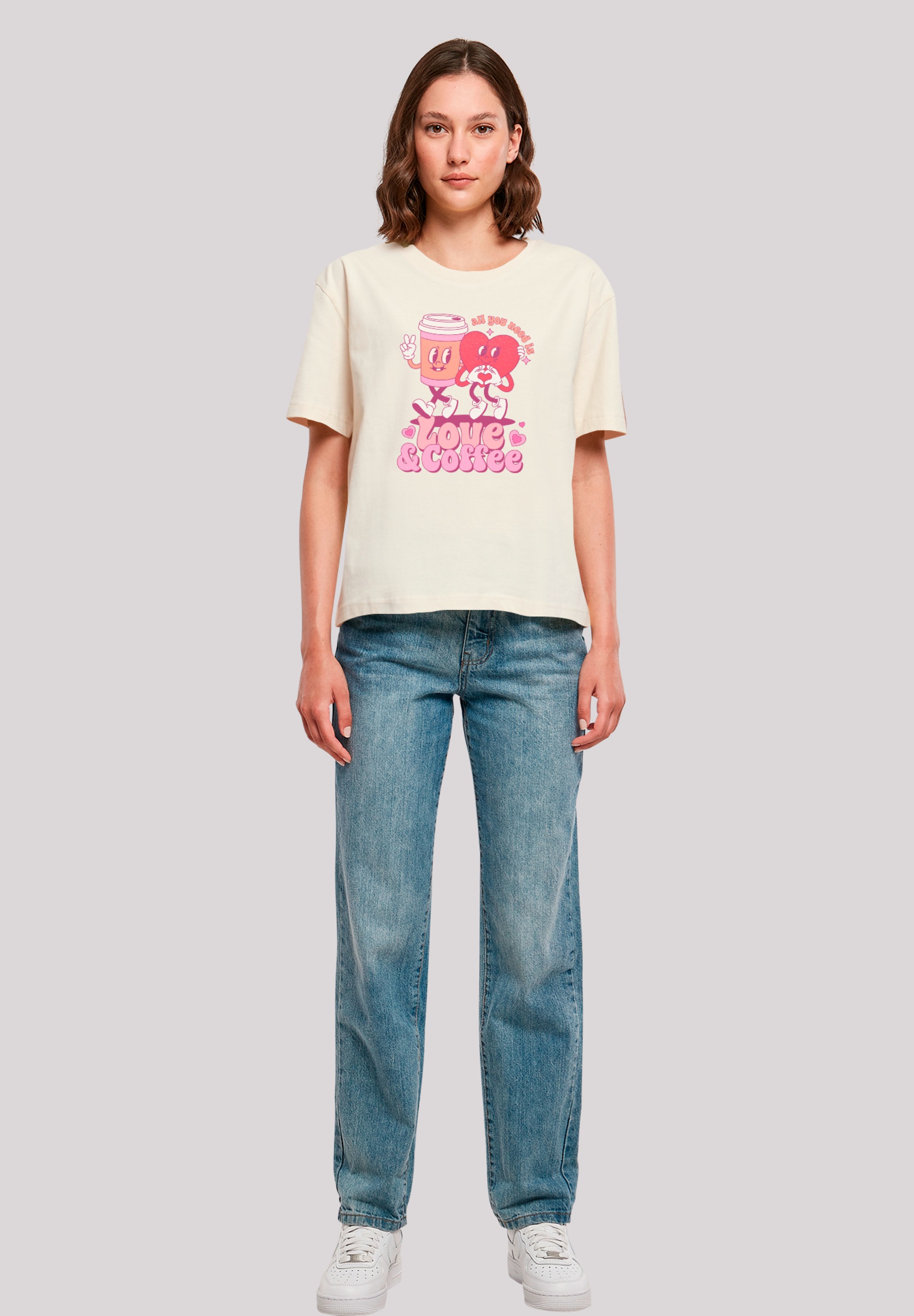 F4NT4STIC T-Shirt »Love and Coffe Valentinstag«, Premium Qualität