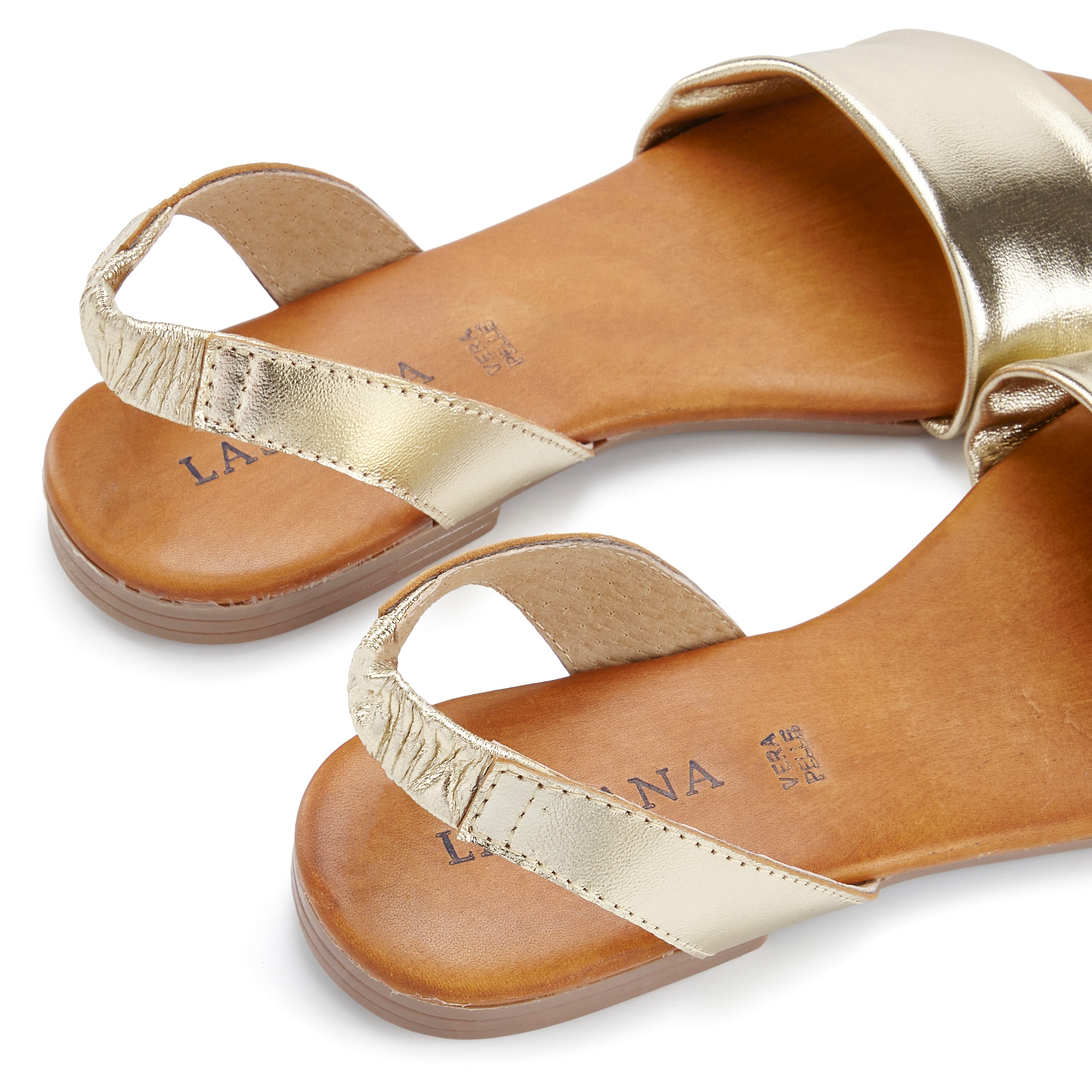 LASCANA Sandale »Sommerschuh, offener Schuh, Mule, Pantolette«  aus Leder mit elastischem Riemchen