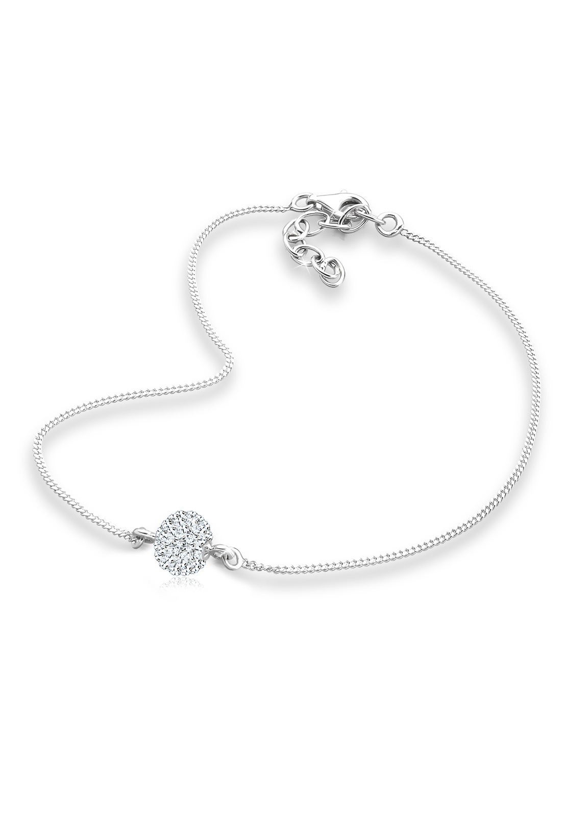 Elli Fußkette Kristalle 925 Sterling Silber Damen weiß, weiß 25 cm