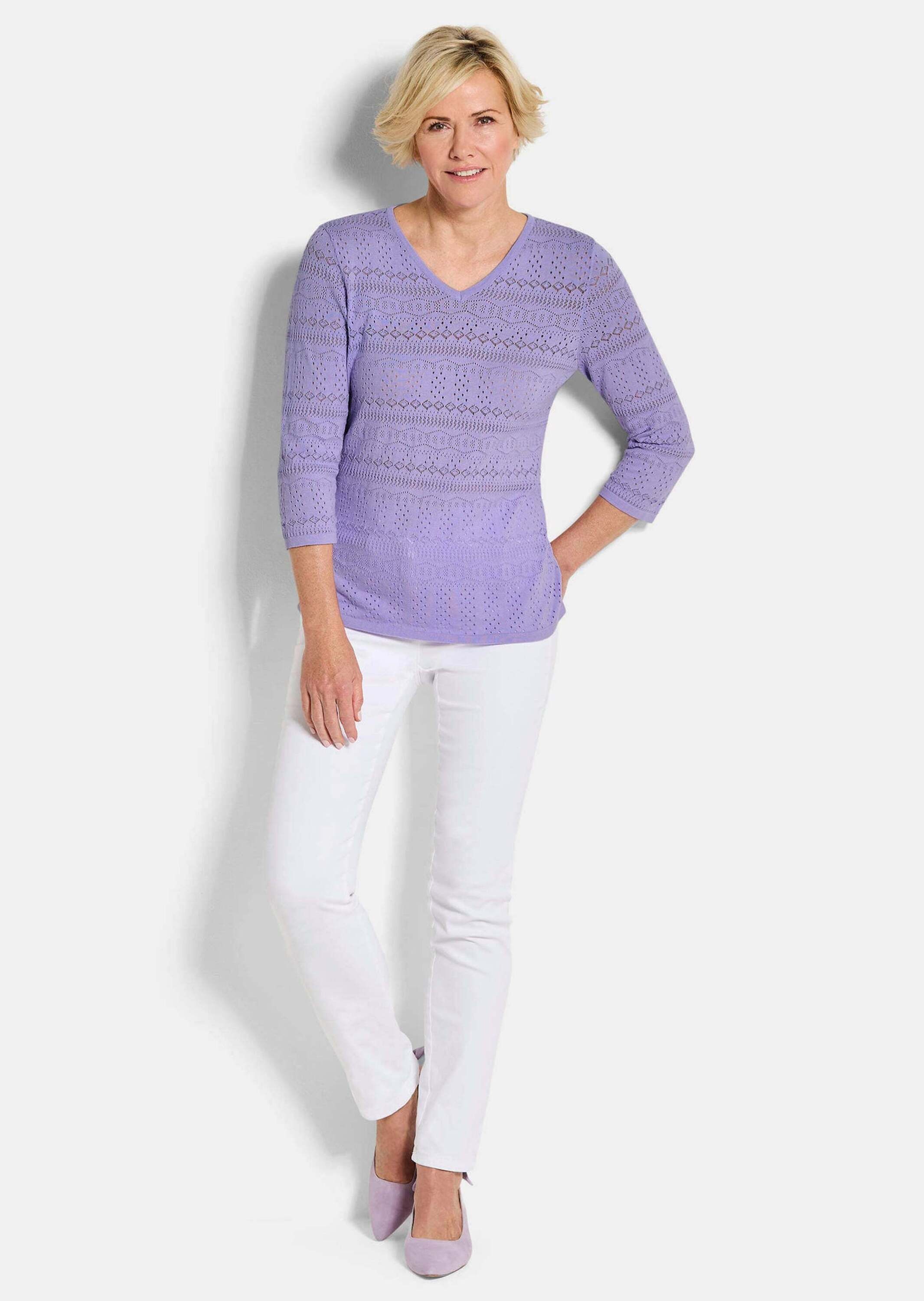 GOLDNER Rundhalspullover "Sommerpullover mit V-Ausschnitt" angenehmer Trage günstig online kaufen