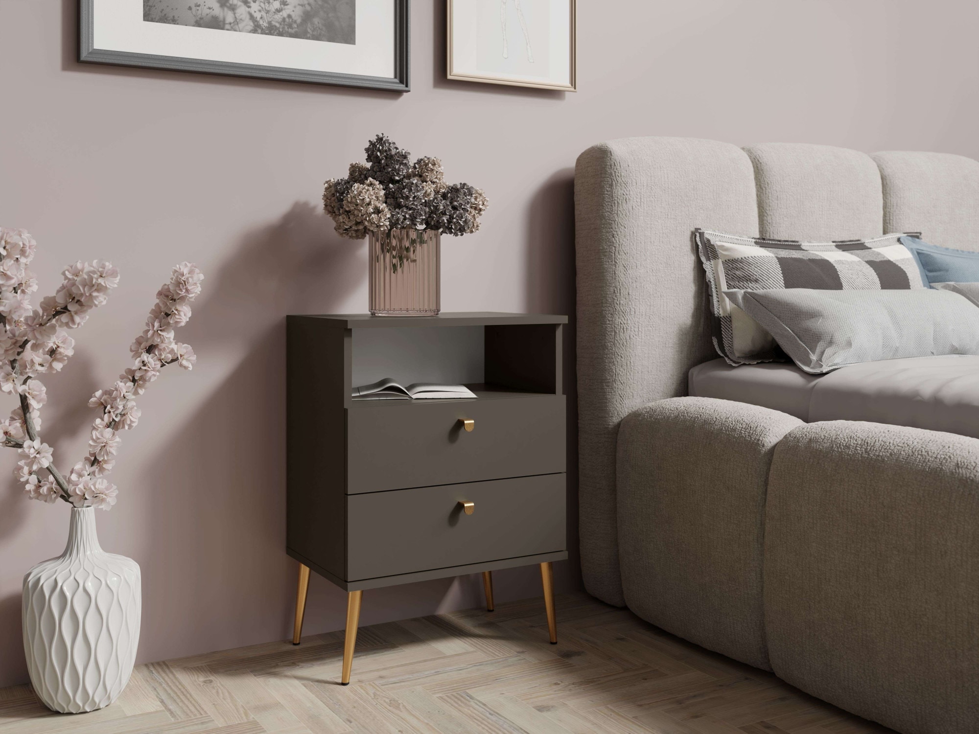 INOSIGN Nachttisch "Elyria, Metallgriffe, FSC-zertifizierter Holzwerkstoff" günstig online kaufen