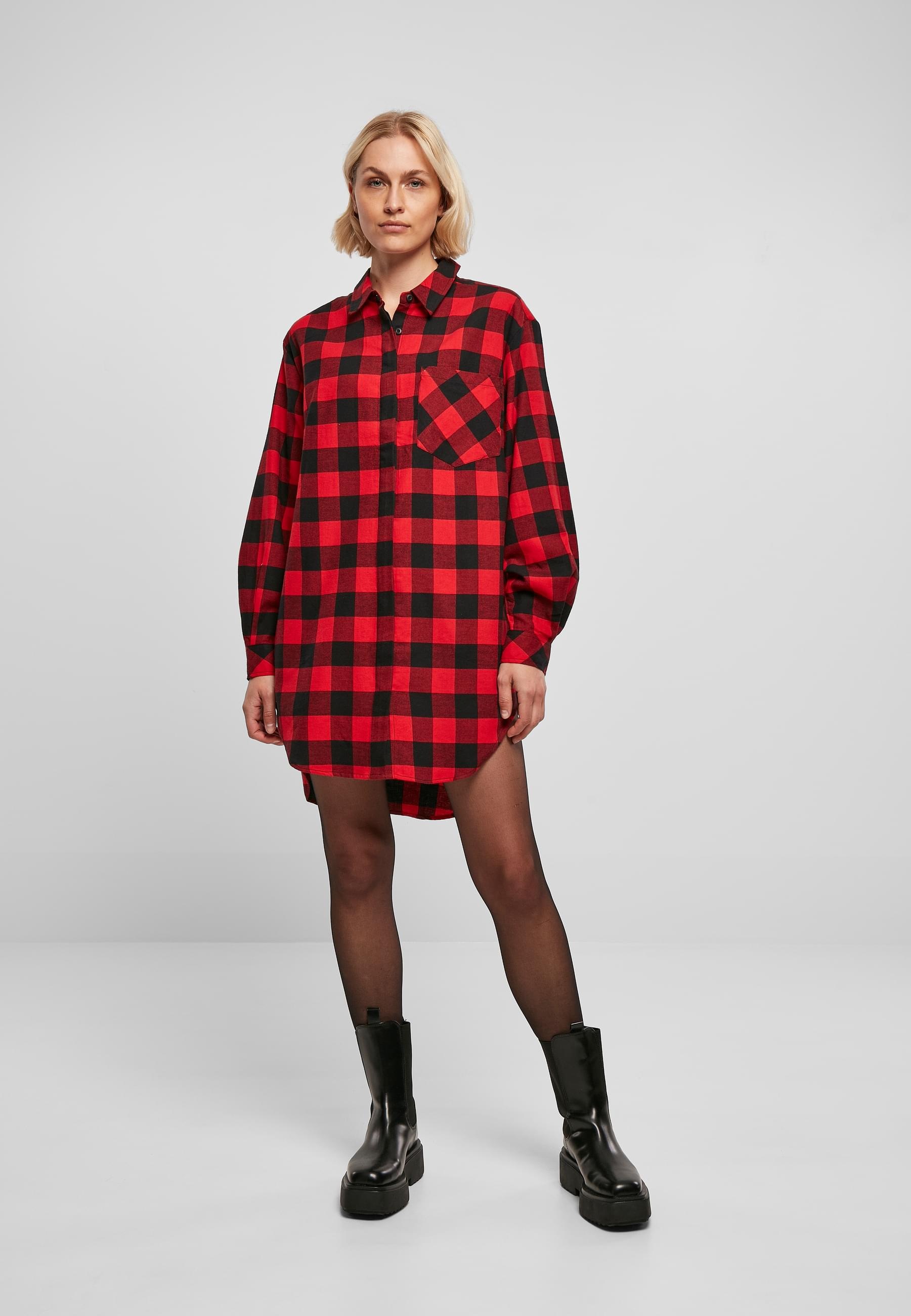 URBAN CLASSICS Shirtkleid »Urban Classics Damen Ladies Oversized Check Flannel Shirt Dress«, (1 tlg.)