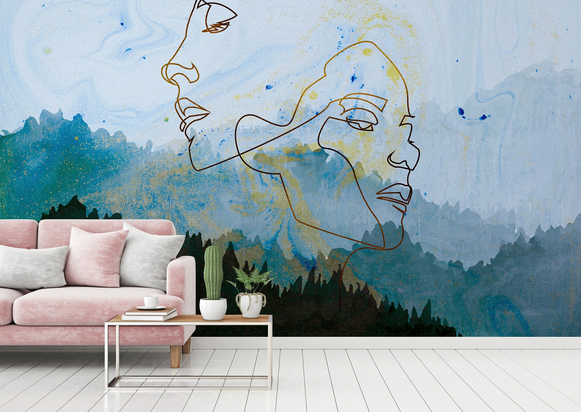 Architects Paper Fototapete »Atelier 47 Golden Outline 1«, Wald, Vlies, Wand, Schräge, Decke