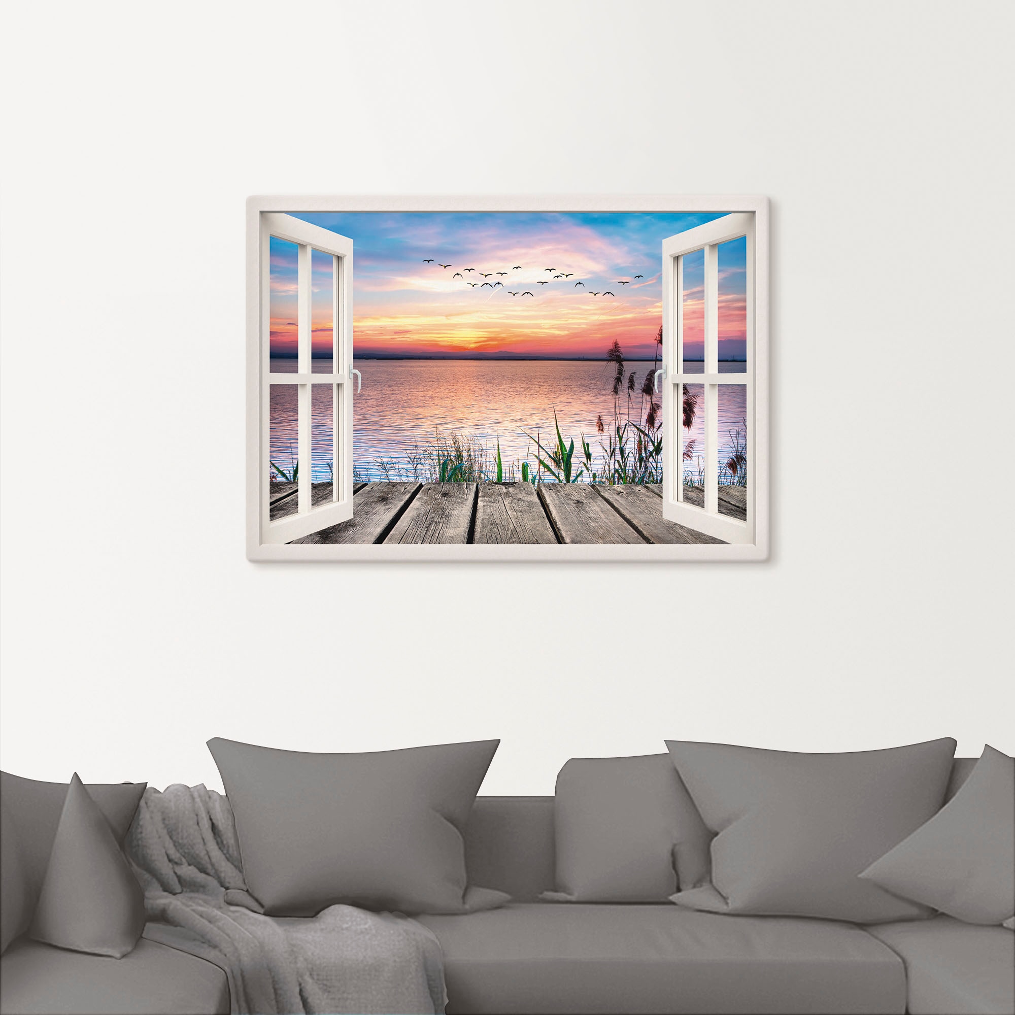 Artland Wandbild "See in den Farben der Wolken" Fensterblick 1 Stk. tlg. al günstig online kaufen