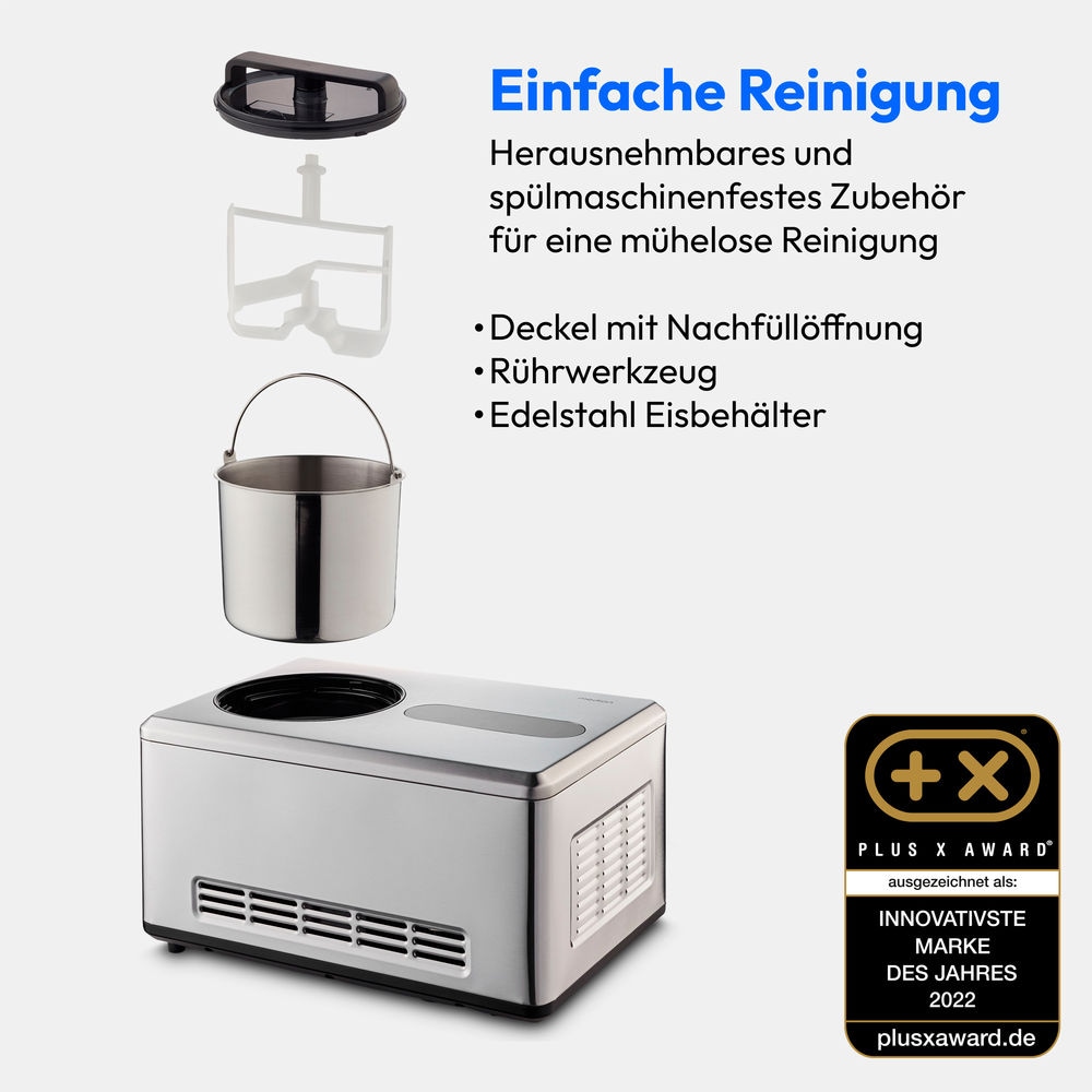 Medion® Eismaschine »MD 12170, Rezeptfunktion über die App«, 220 W, 2 Liter, herausnehmbarer Edelstahl-Eisbehälter