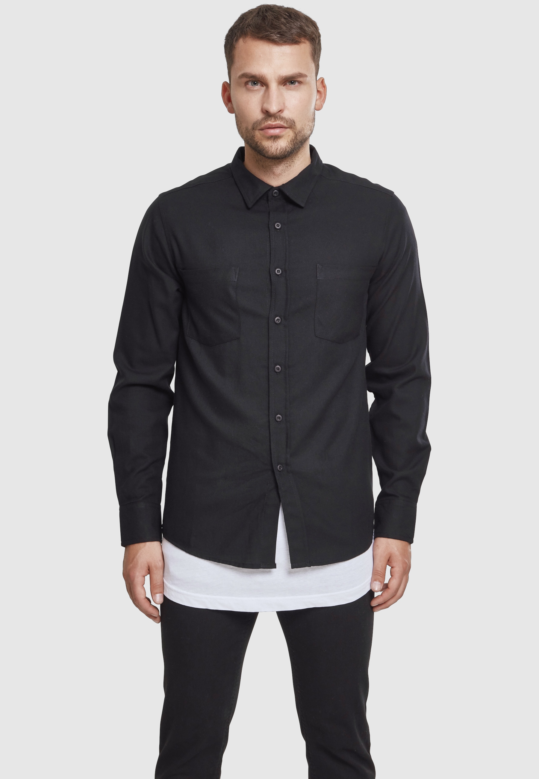 URBAN CLASSICS Kurzarmshirt »Urban Classics Herren Checked Flanell Shirt« 1 Stk.