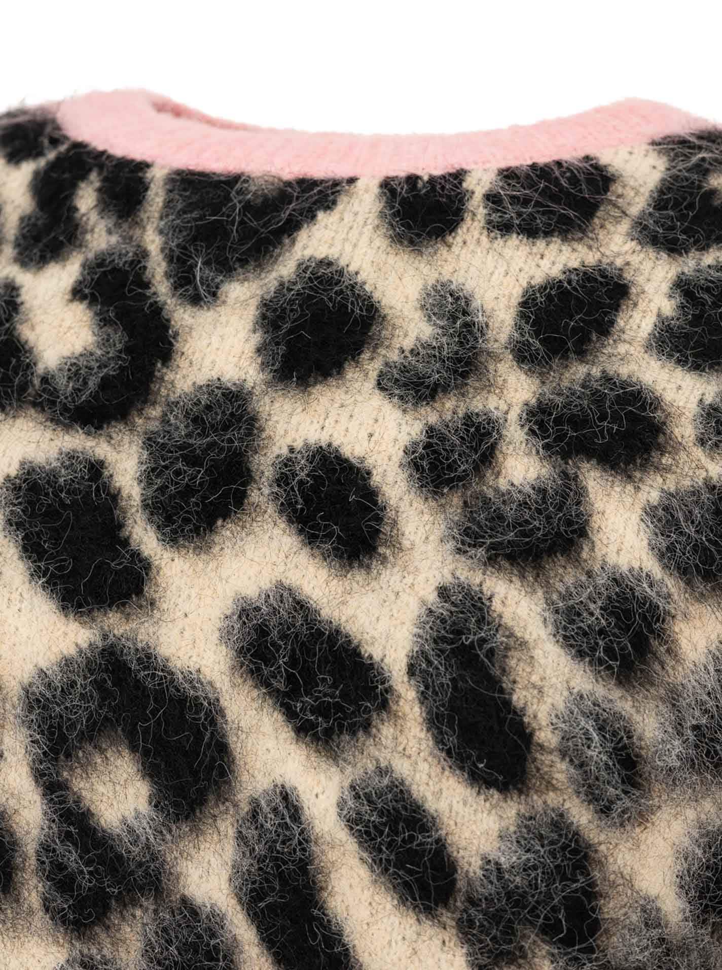 Zwillingsherz Strickpullover »"Fluffy Leo"« Rundhals, Leopardmuster, pinke Bündchen, oversize, Strick