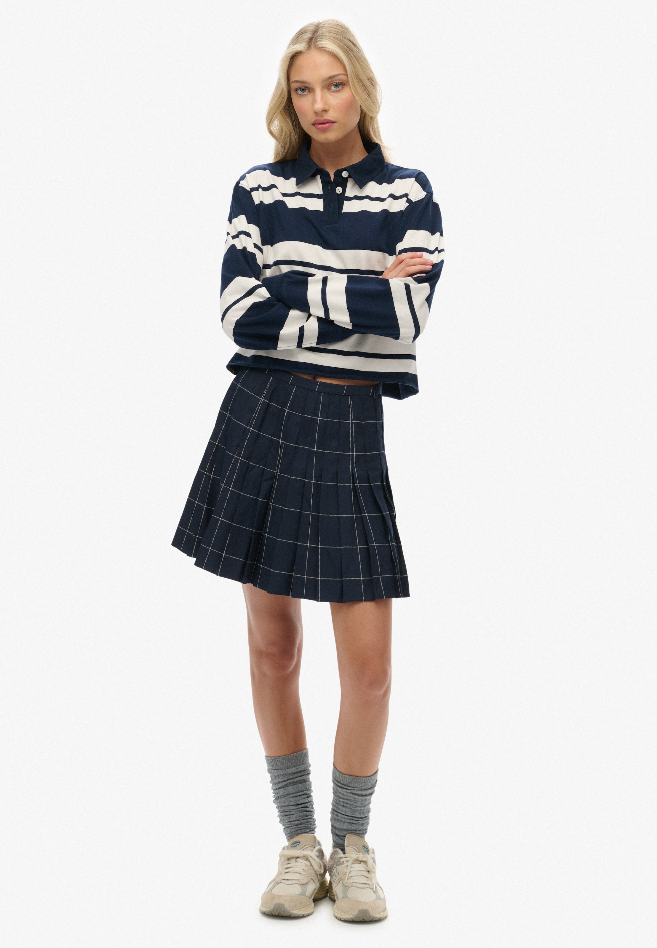 Superdry Langarm-Poloshirt »ATH ESS CROPPED STRIPE RUGBY« Packung, 2