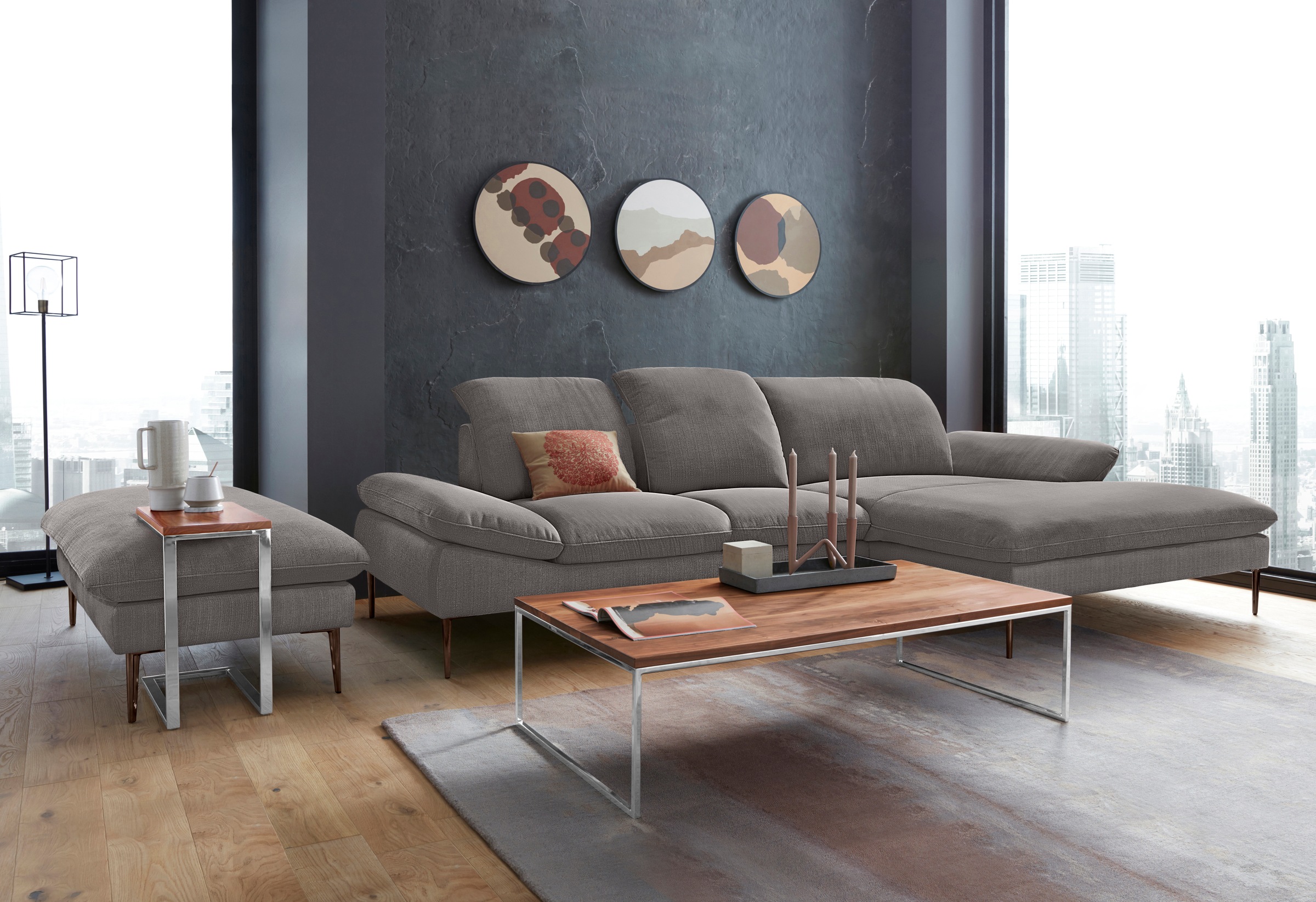 W.SCHILLIG Ecksofa »enjoy&MORE, Designsofa, bequem, zeitlos und elegant, L-Form«, Sitztiefenverstellung, Füße bronze pulverbeschichtet, Breite 310 cm